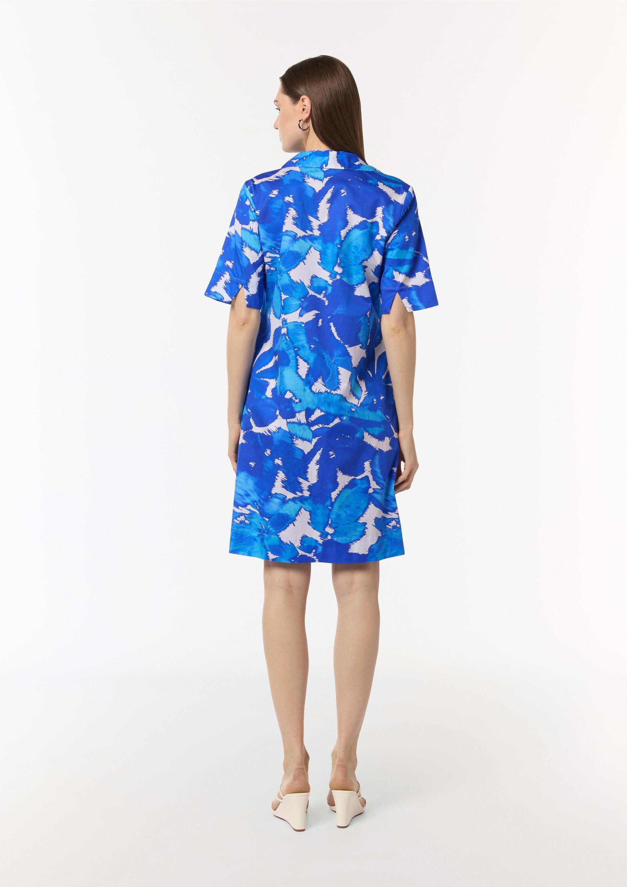 comma Minikleid Kleid Baumwoll-Kleid mit Hemdkragen und All-over-Print