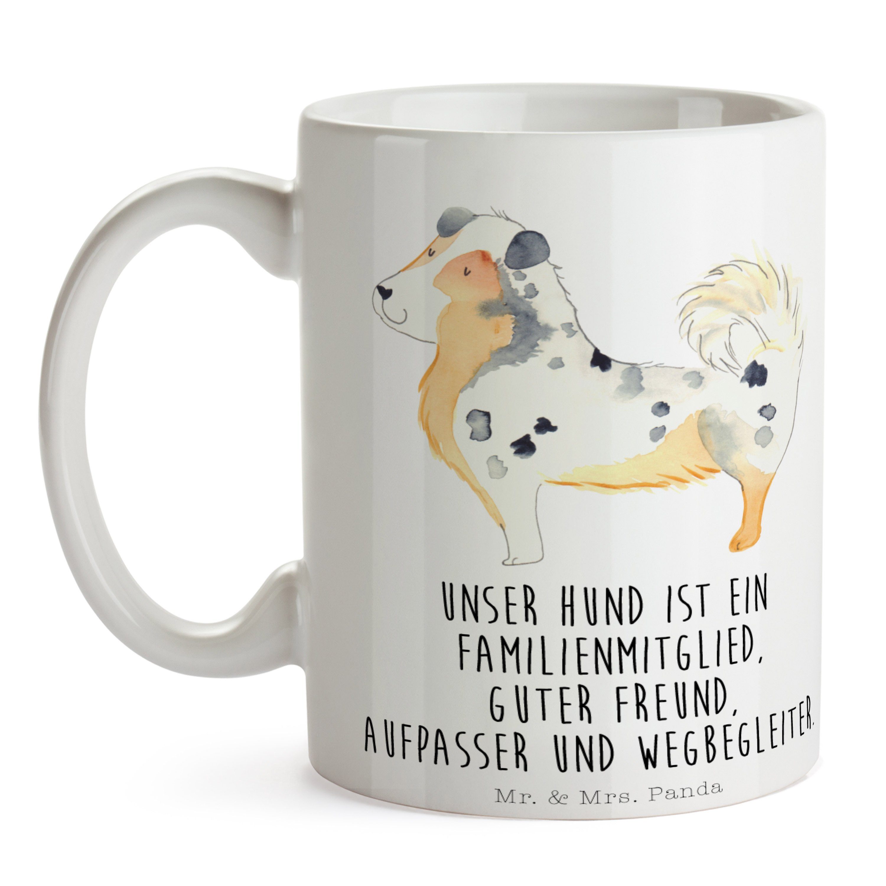 Keramik fla, Shepherd Vierbeiener, Mr. Weiß Geschenk, & Australien Panda Mrs. - - Familienhund, Tasse