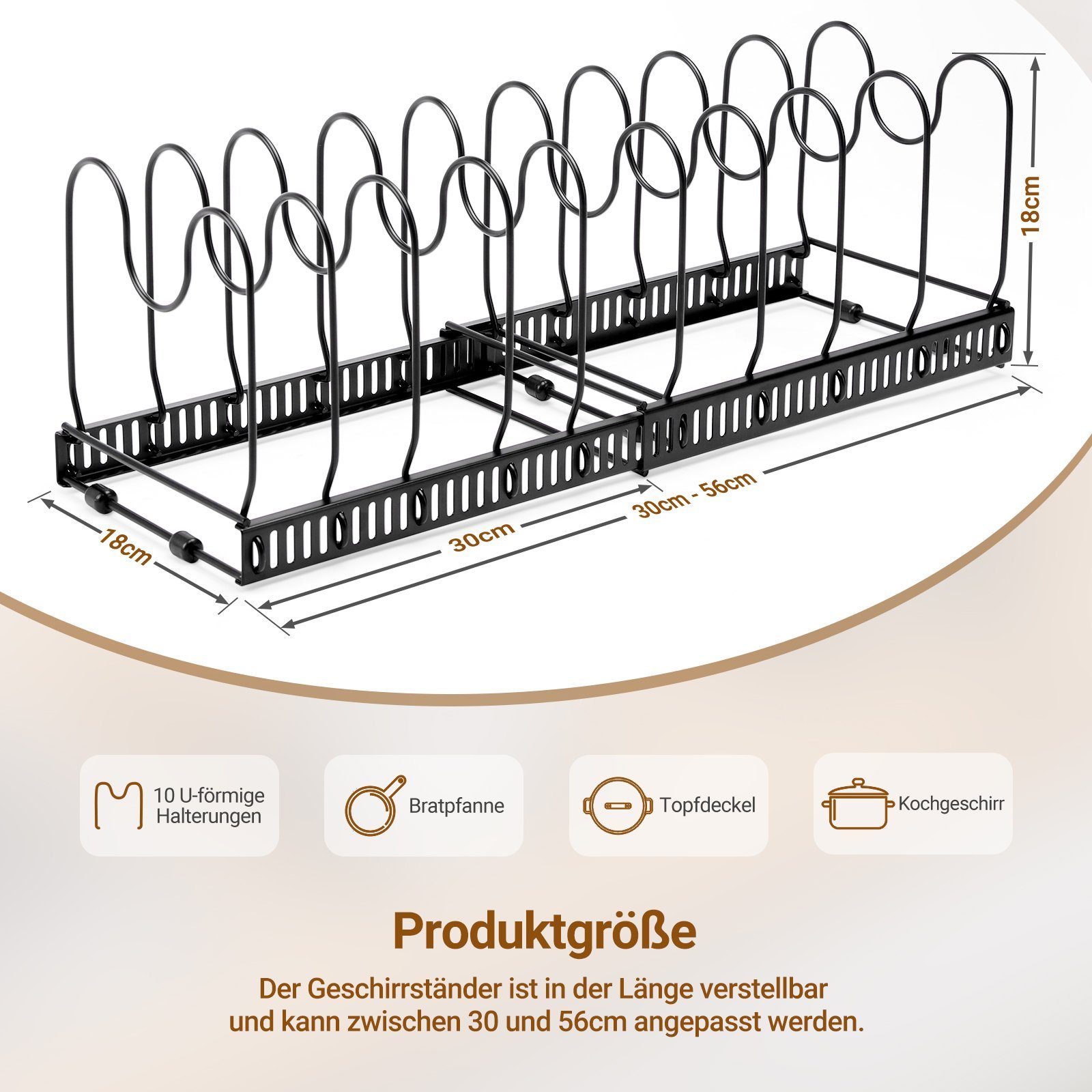 Yorbay Küchenregal Erweiterbarer Geschirrständer Topfdeckelhalter, mit günstig online kaufen