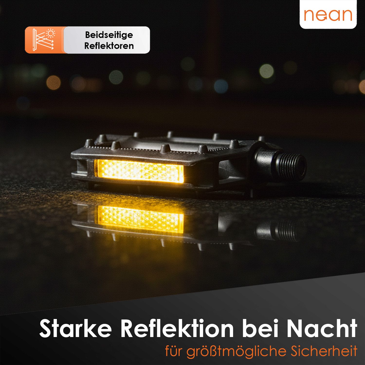 nean Fahrradpedale Fahrradpedale Pedale Sport (mit Reflektor, StVZO-Zugelassen, 9/16", 2er-Set)