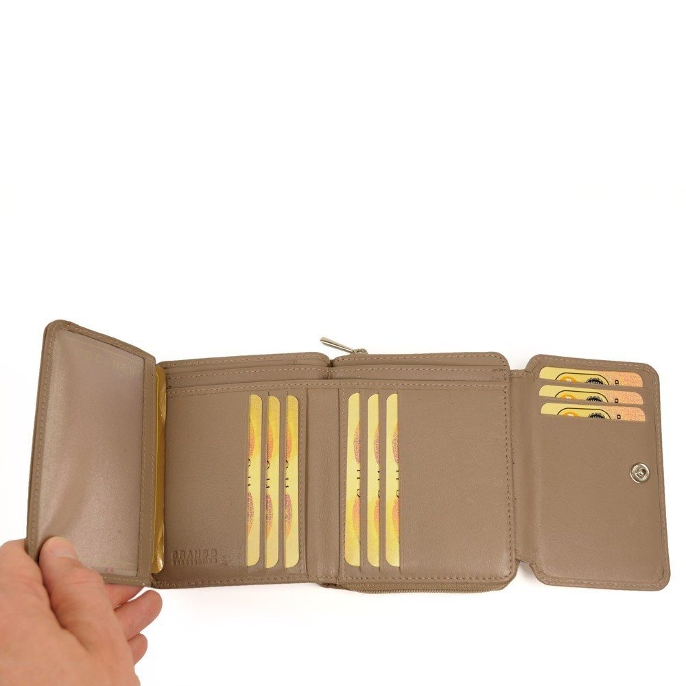 BRANCO Geldbörse Schicke Damen-Geldbörse Portemonnaie Leder Beige-Taupe, Branco 29742