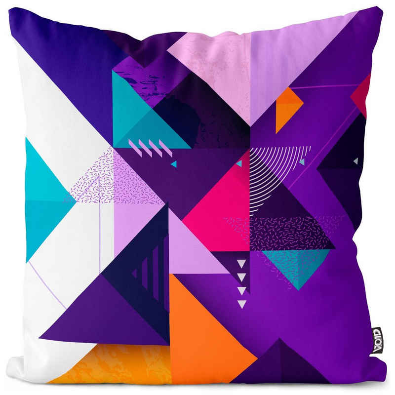 Kissenbezug, VOID (1 Stück), Sofa-Kissen abstrakt geometrisch Dreieck bunt Elemente Pyramiden futuristisch modern Grafik Küche Design Lila