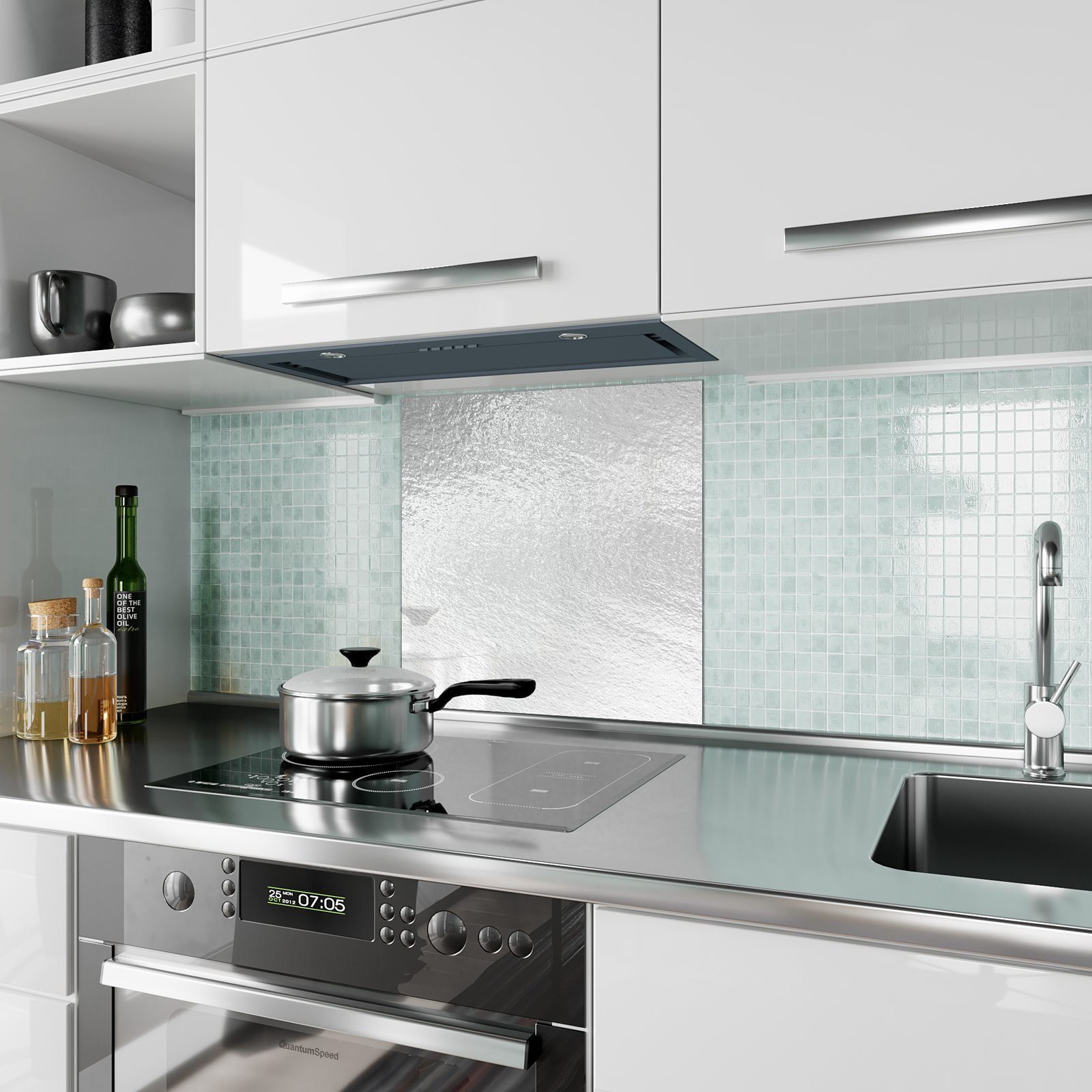 Küchenrückwand Papier Küchenrückwand mit Glas Motiv Primedeco Glänzendes Spritzschutz