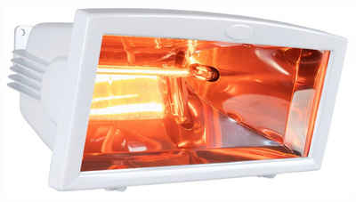 BRUBAKER Heizstrahler Infrarot Wärmestrahler IP54 Weiß, 1300 W, elektrisches Heizgerät mit Goldröhre - Infrarotstrahler für außen und innen