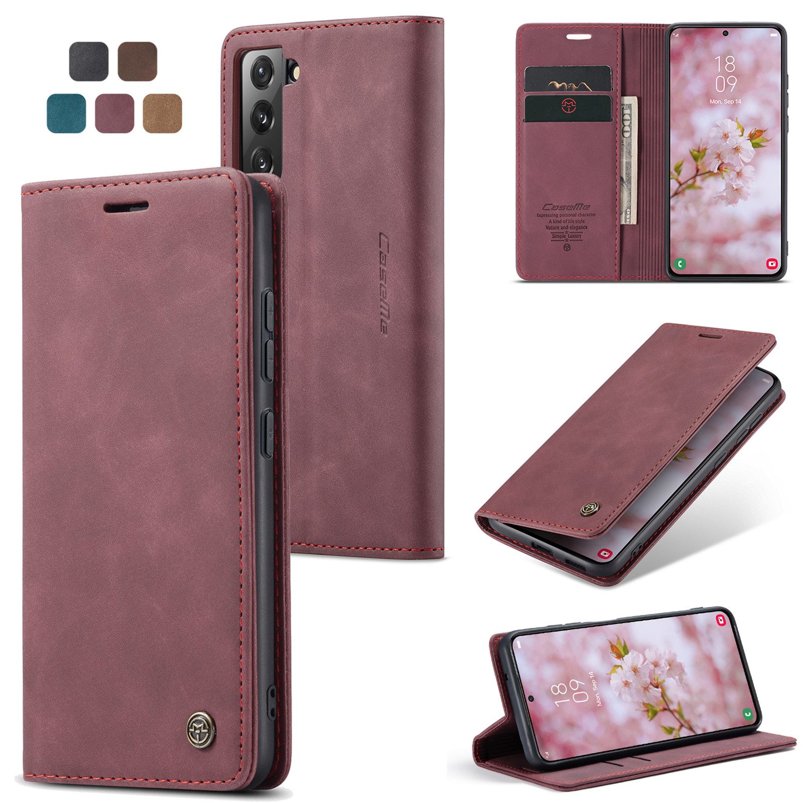 CaseMe Handyhülle Premium Hülle für Samsung Klapphülle