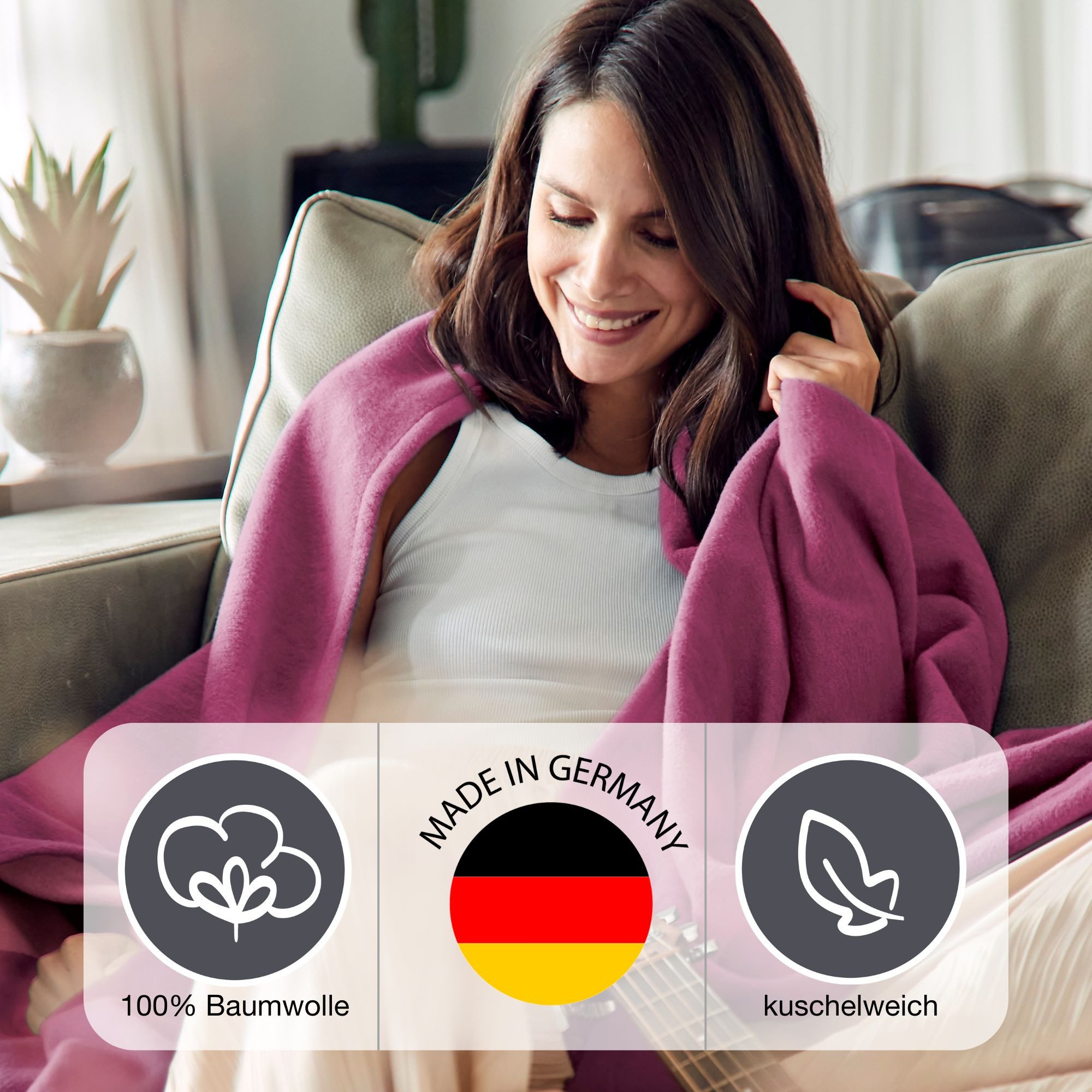 Wohndecke Cotton Pur, IBENA, in trendigen Farben