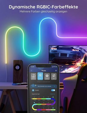 Govee LED Stripe Neon LED Strip 3m, RGBIC Neon LED Streifen mit App-Steuerung DIY Shape, Lichterkette Gamingzimmer, Kinderzimmer, Zocker Gaming, Indoor