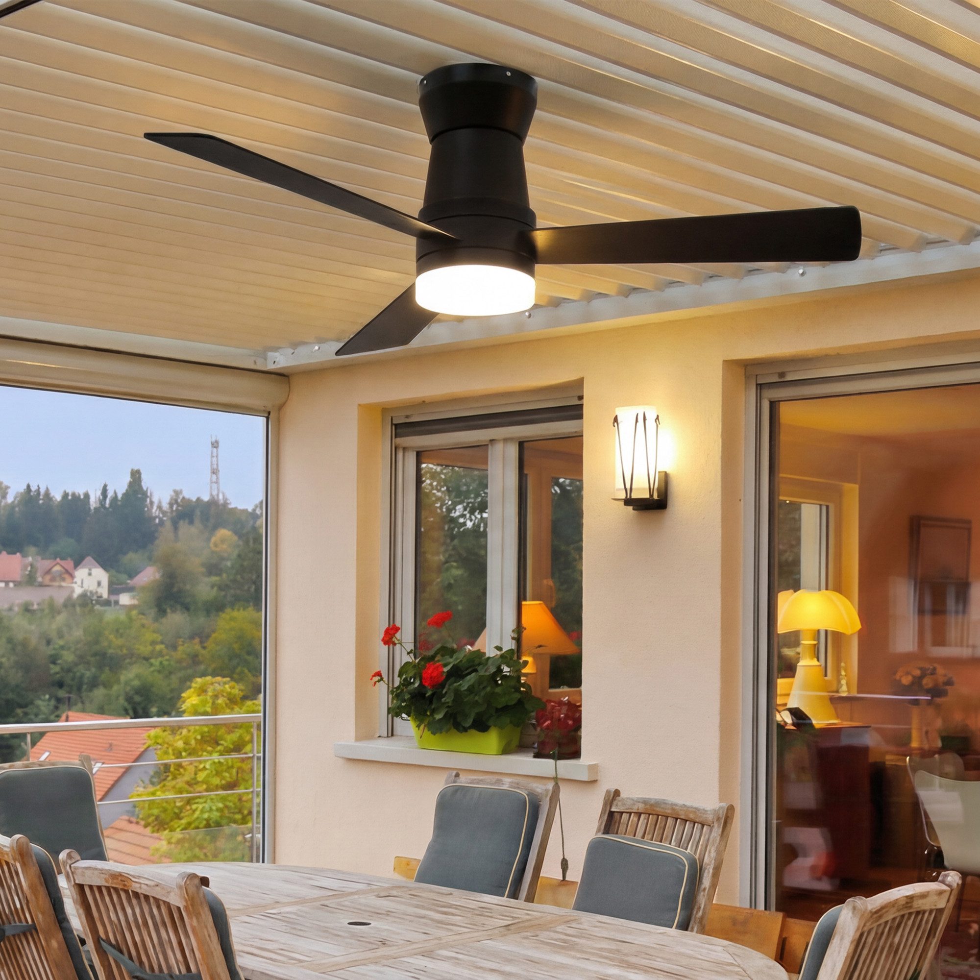 Furnishings Home Deckenventilator Ventilatorleuchte Deckenlampe mit Fernbedienung Leiser, 6 Stufen, 106 cm Durchmesser, DC Motor, Dimmbare LED, Sommer/Winterfunktion
