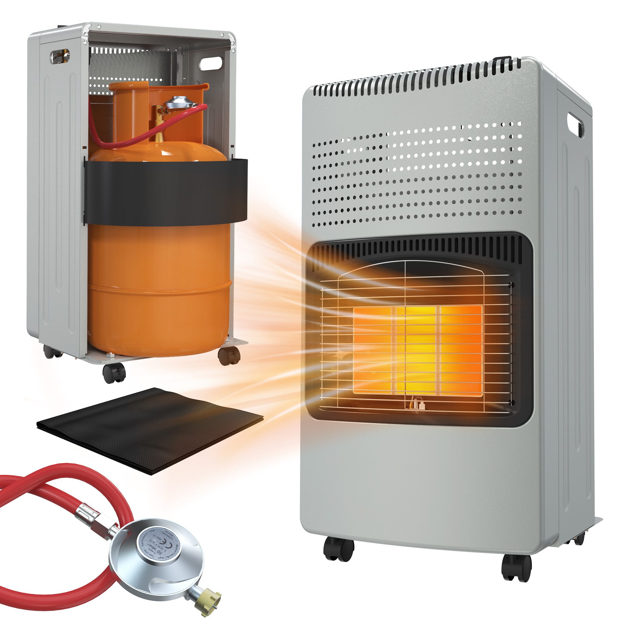 FIVMEN Heizgerät 4200W Gasheizung für Innenräume Druckregeler Gasheizer, Gasheizgerät Keramik Gasofen Gasstrahler