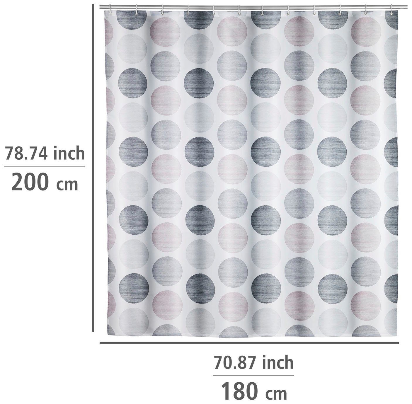 WENKO Duschvorhang Pastell Dots Breite 180 cm, Höhe 200 cm – Bild 4 von 5