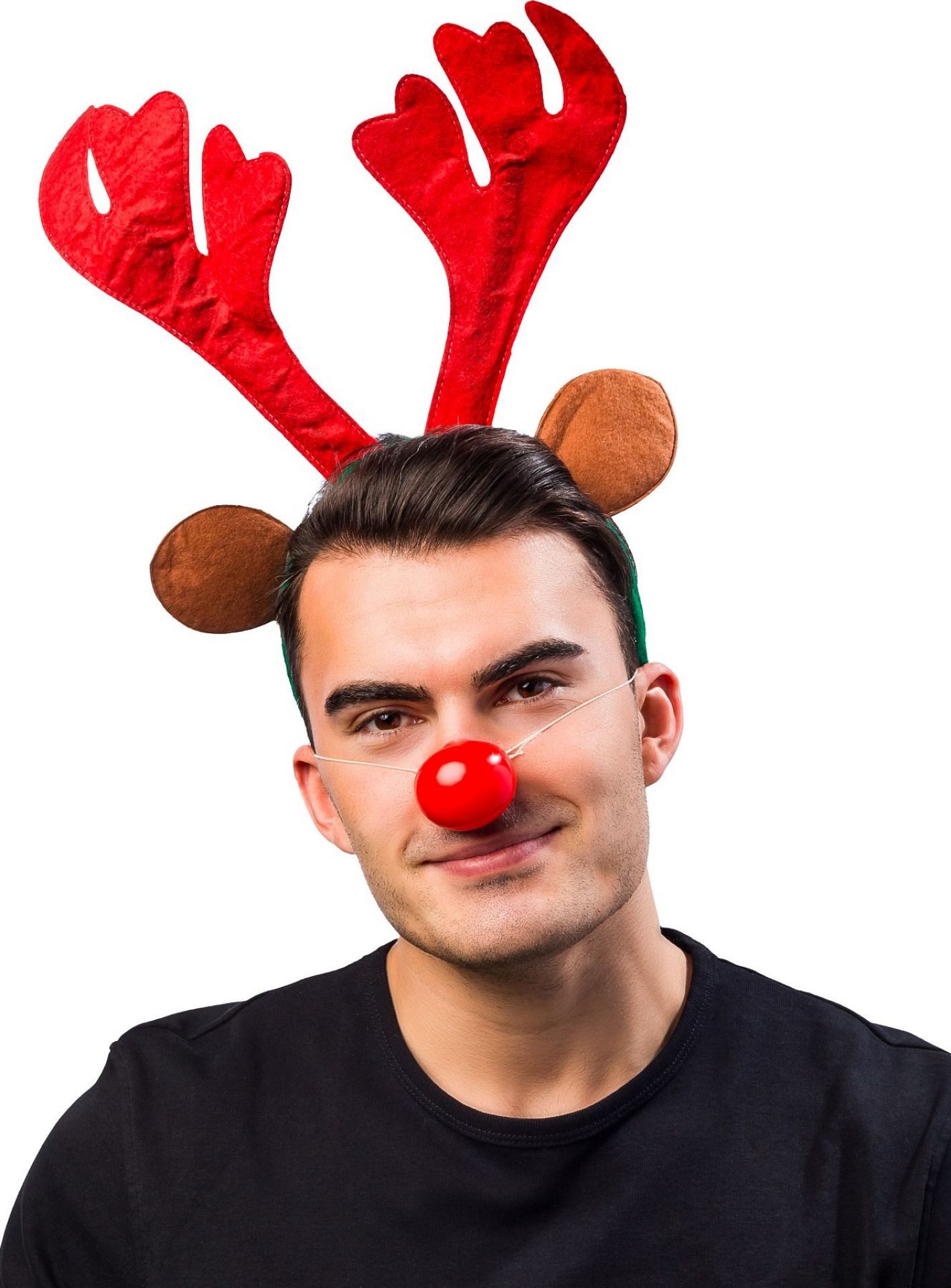Haarreif Haarreif Rentier Rentiergeweih mit Ohren Rot Weihnachten Nikolaus