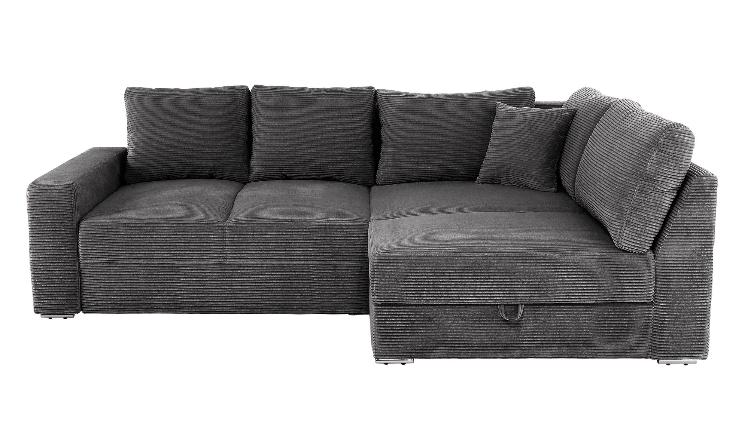 Massivart® Ecksofa Cord Grau 260 cm günstig online kaufen