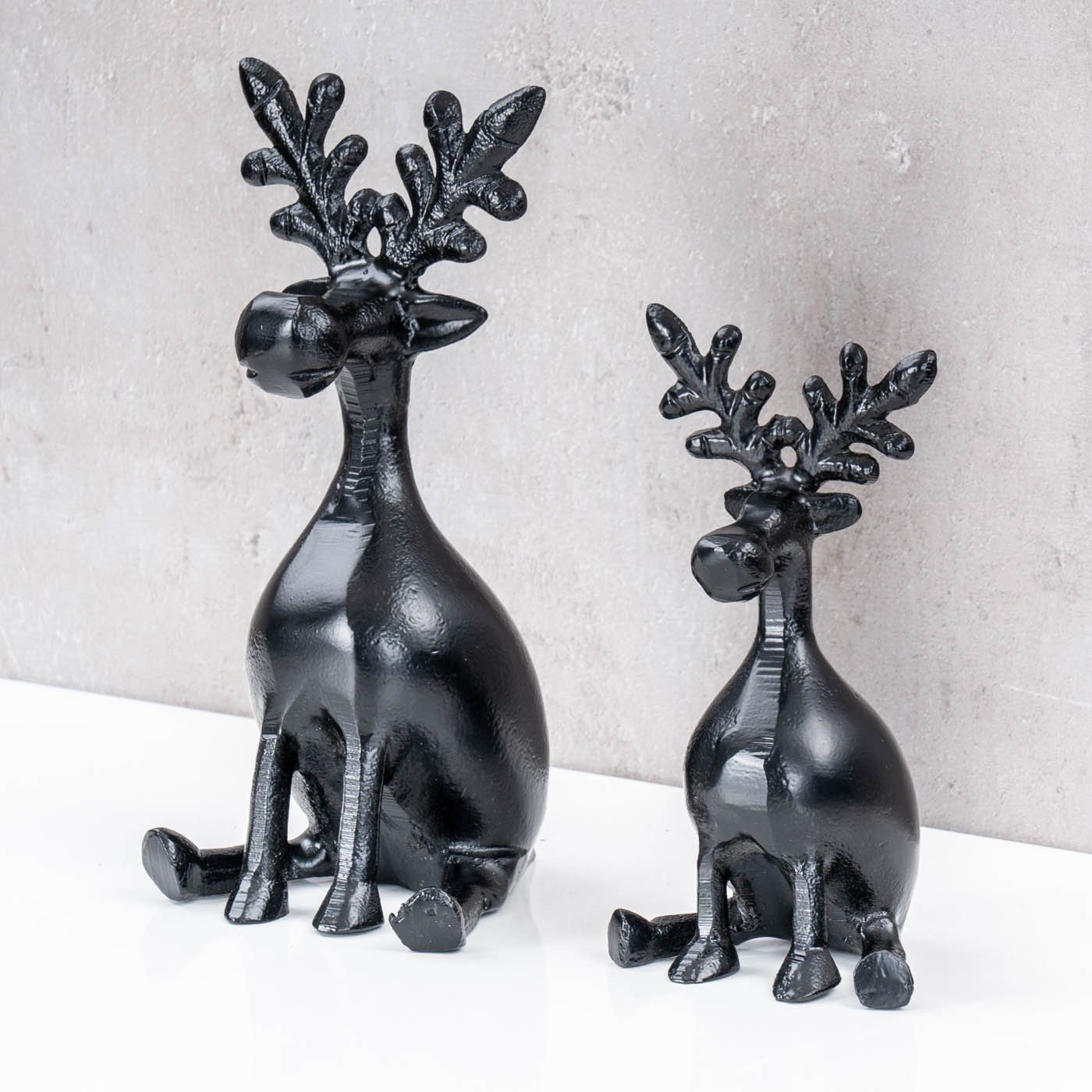 Levandeo® Dekoobjekt, 2er Set Rentiere Metall Schwarz Hirsche Deko Tischdek günstig online kaufen