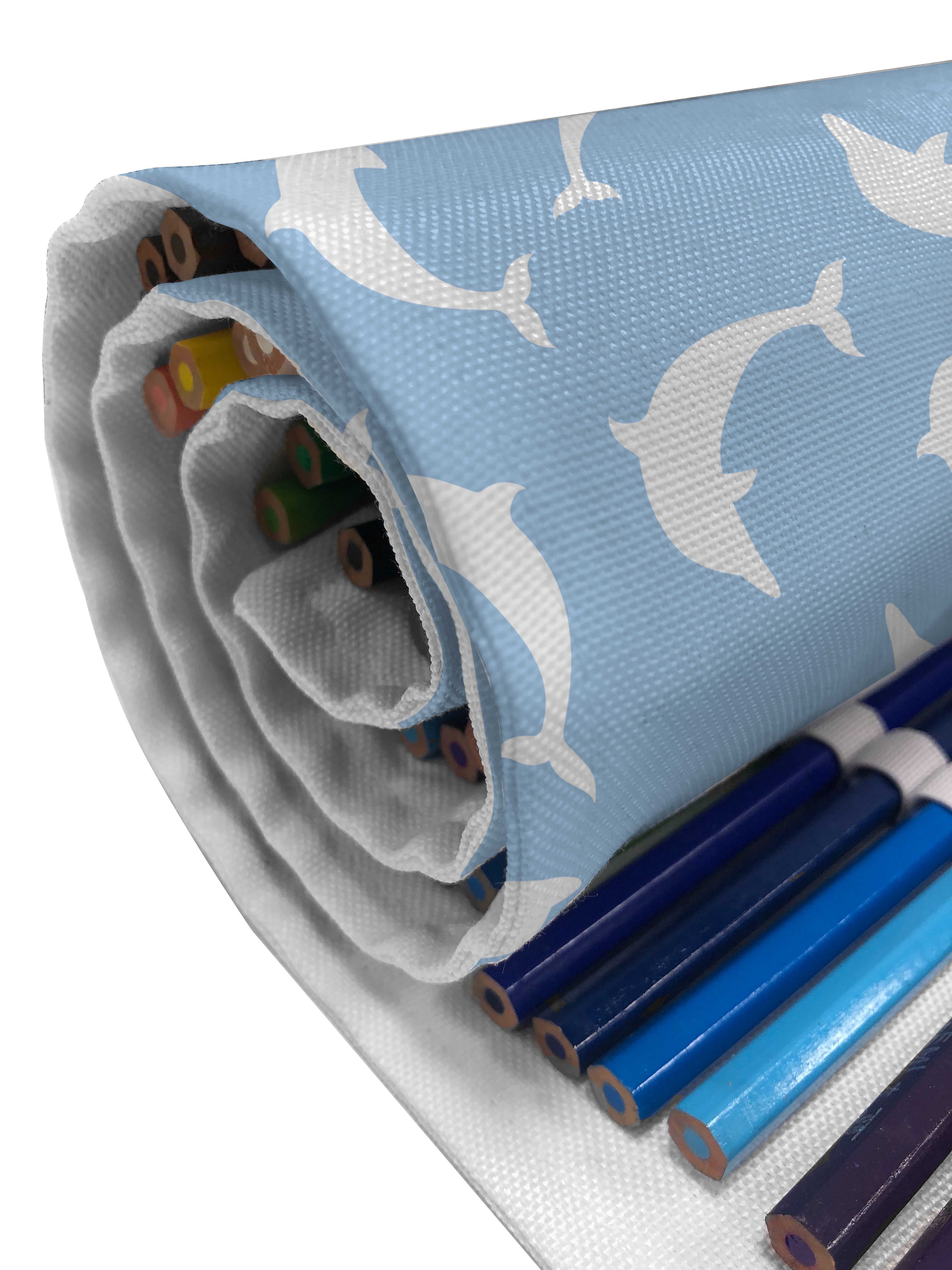 tragbar Organizer, Weiß Segeltuch Muster mit Baby Ozean Stiftablage und Abakuhaus langlebig Delfinen Federmäppchen Blue