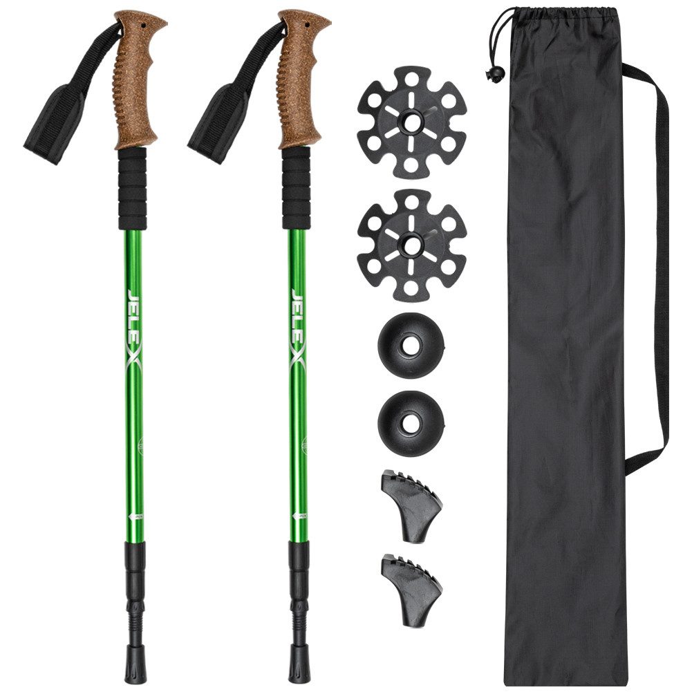 JELEX Nordic-Walking-Stöcke Walking Stöcke mit Korkgriffen, Stufenlos verstellbar, mit Antishock-Technologie