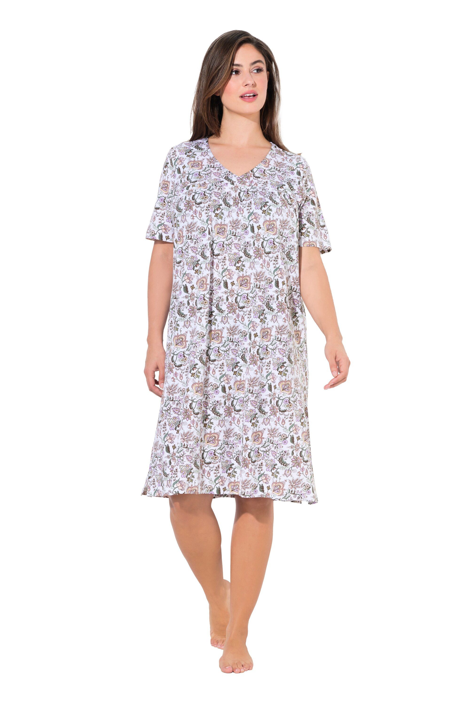 Ulla Popken Bigshirt Bigshirts 2er-Pack Blüten V-Ausschnitt Halbarm günstig online kaufen