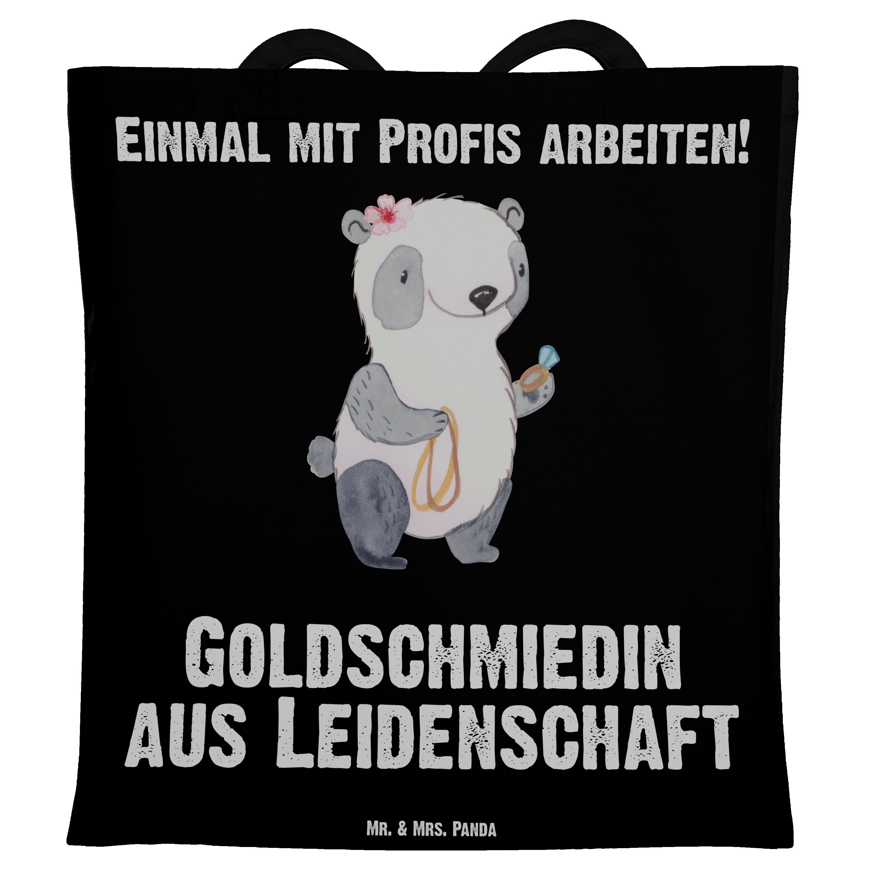 Mr. & Mrs. Panda Tragetasche Ko Geschenk, Leidenschaft aus - - Schwarz (1-tlg) Goldschmiedin Beuteltasche