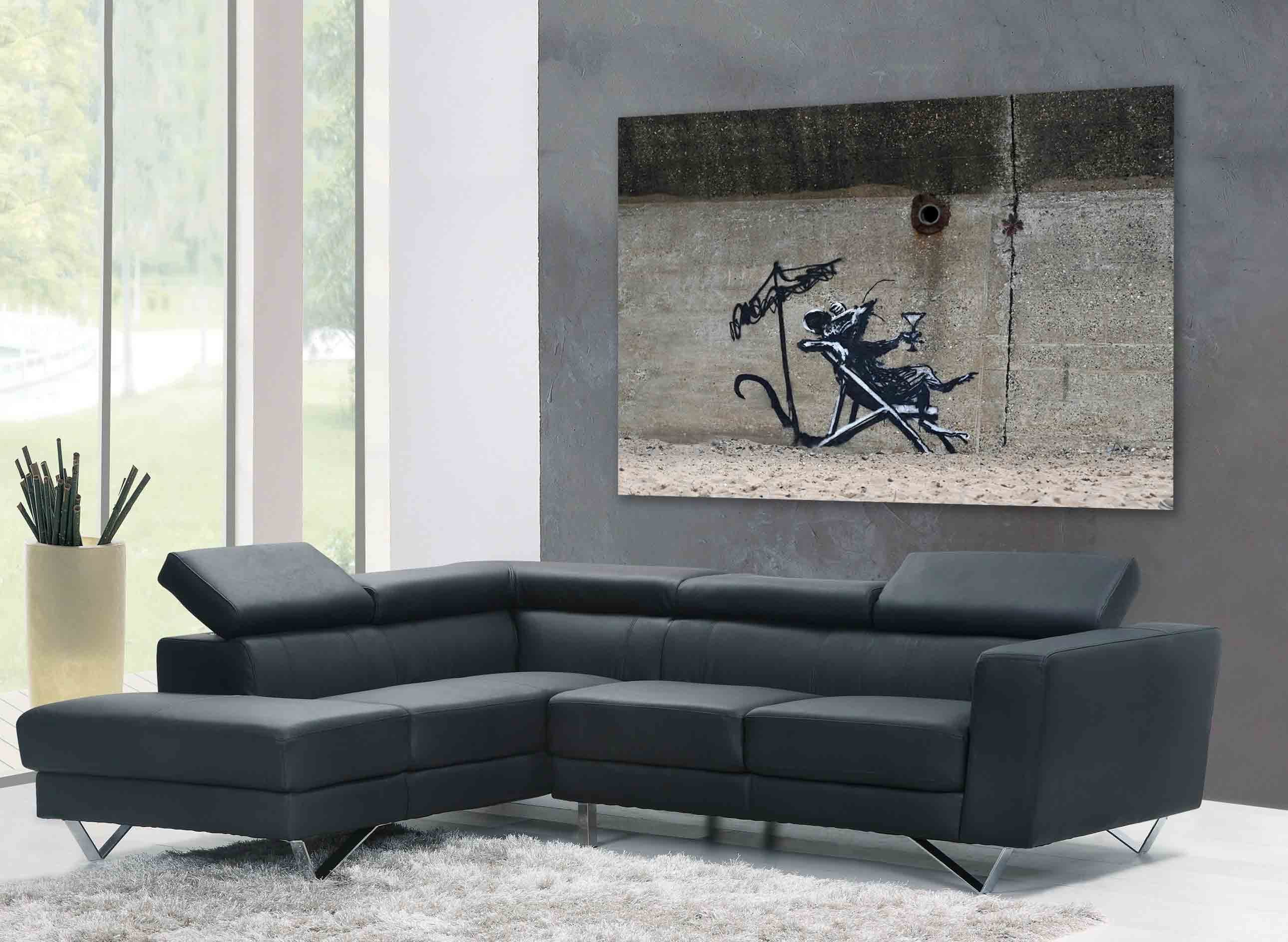 Leinwando Gemälde Gemälde Chill Relax - Banksy Graffiti Wanbild fertig zum aufhängen