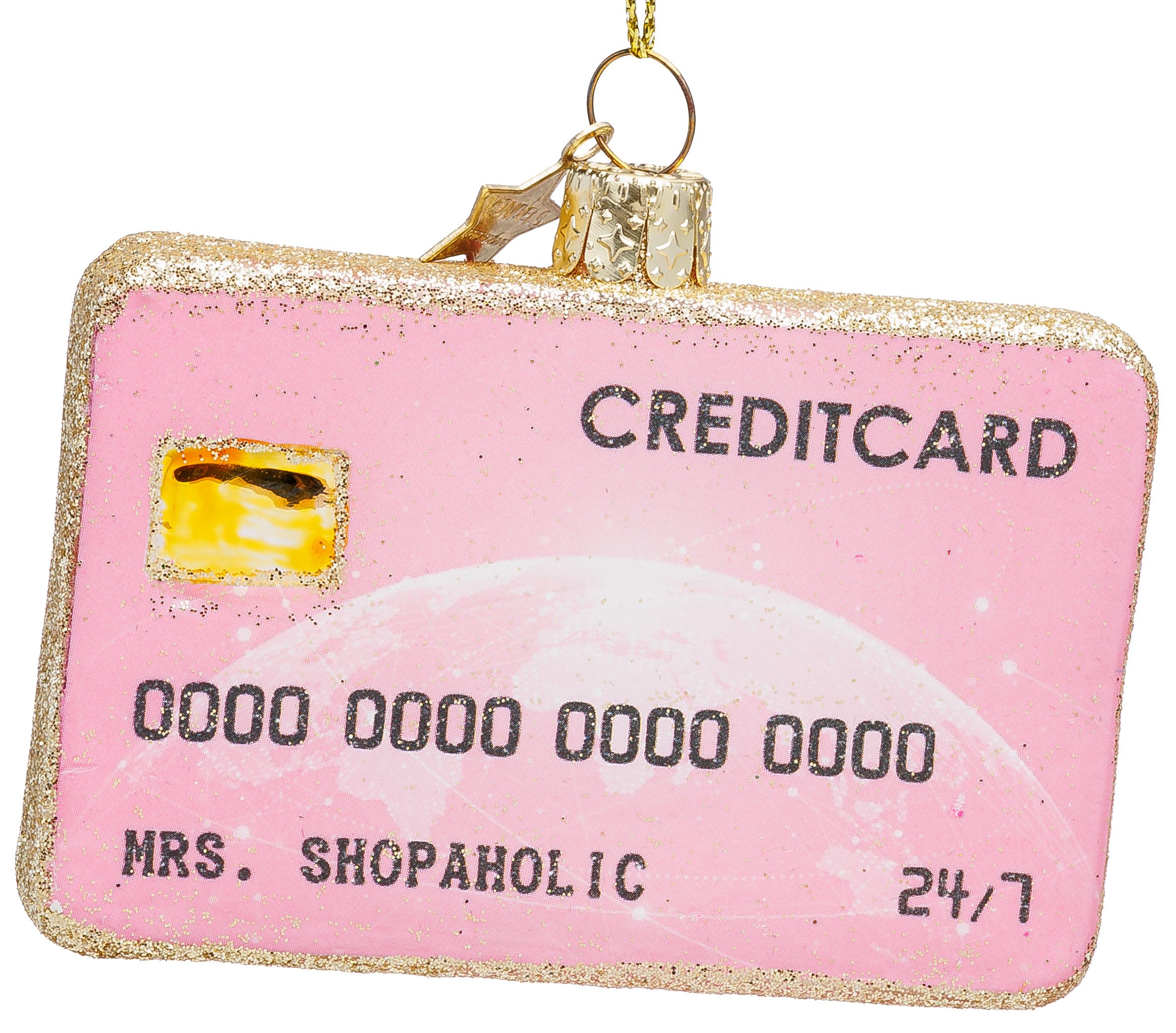 SIKORA Weihnachtsbaumkugel Kreditkarte pink besondere Weihnachtskugel Glas günstig online kaufen