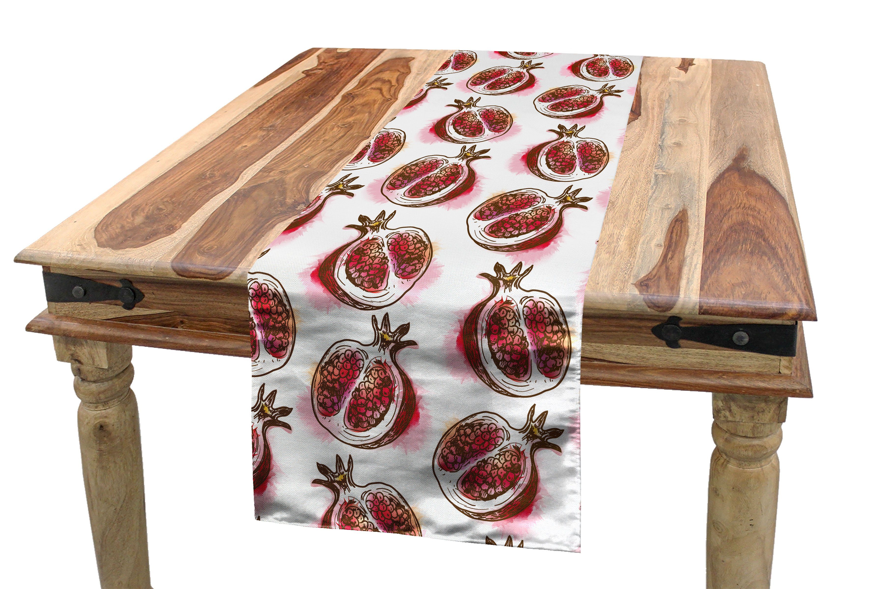 Abakuhaus Tischläufer Esszimmer Küche Rechteckiger Dekorativer Tischläufer, Früchte Blühender Granatapfel