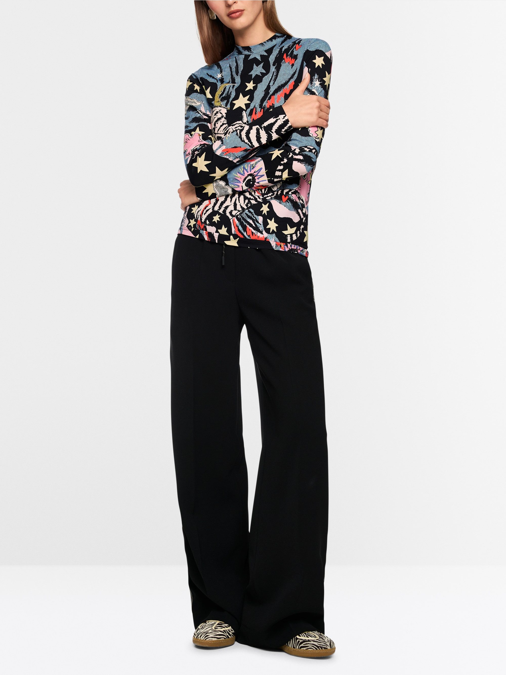 Marc Cain Kurzarmshirt Langarmshirt mit all-over Print - Regular Fit