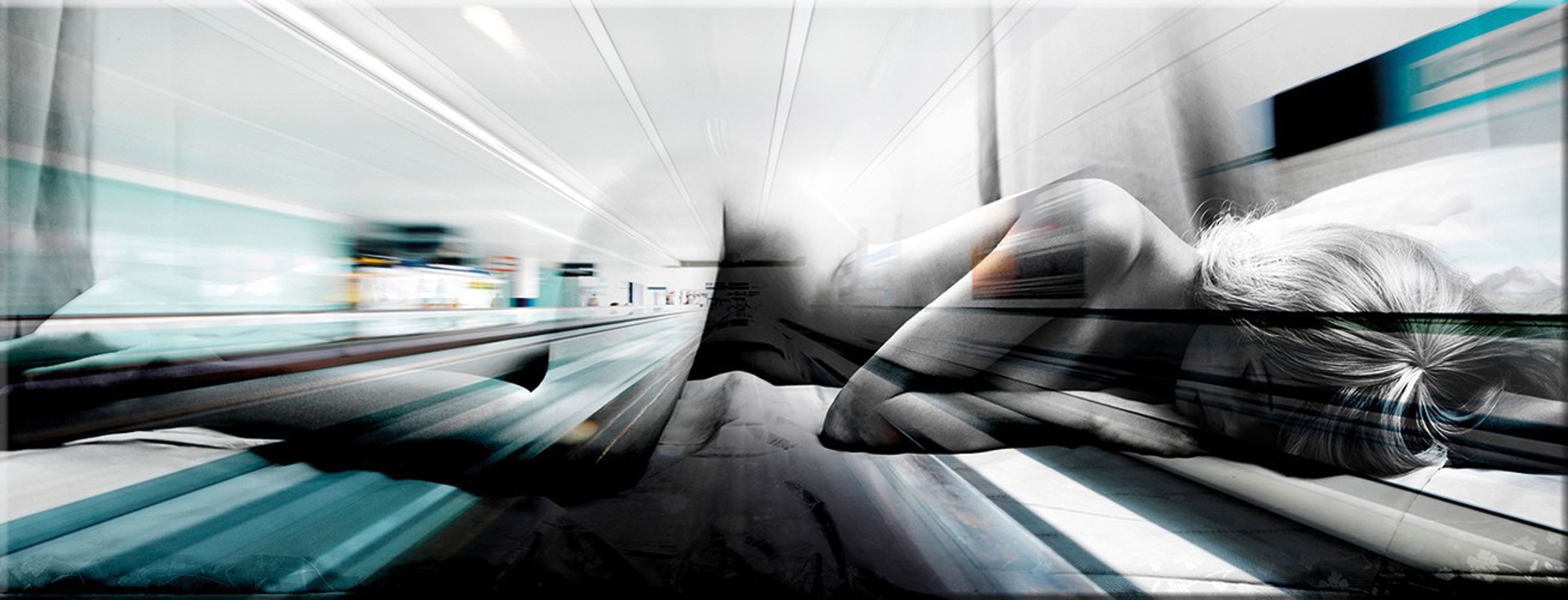 artissimo Glasbild Glasbild 80x30cm Bild aus Glas abstrakt Akt Frau Digital-Art, Kunst: Urban Akt in Schwarz und Türkis