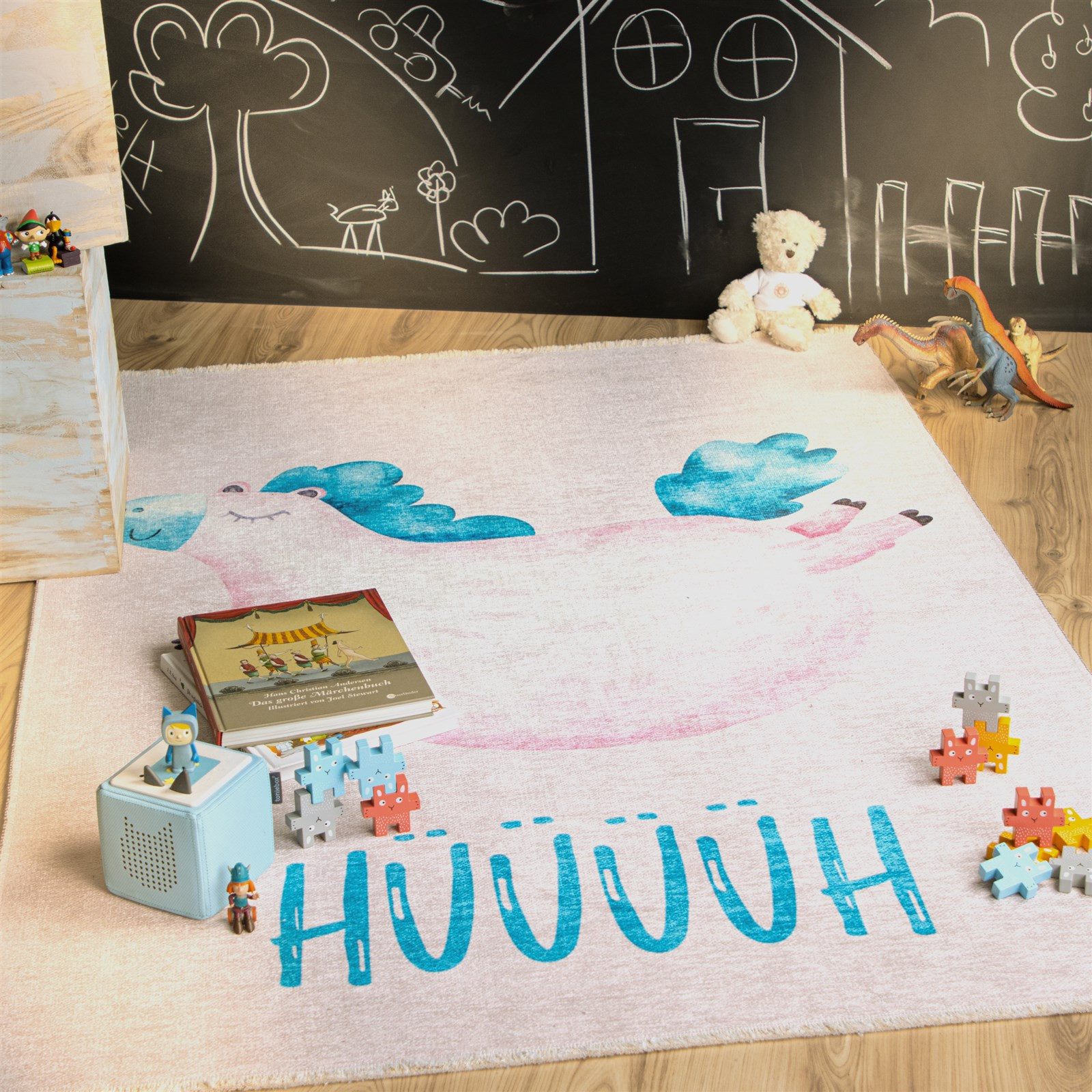 Kayoom Kinderteppich Joanna 625, rechteckig, Höhe: 9 mm, Kurzflor, Modernes Muster, Deko, Wolle, Pferd