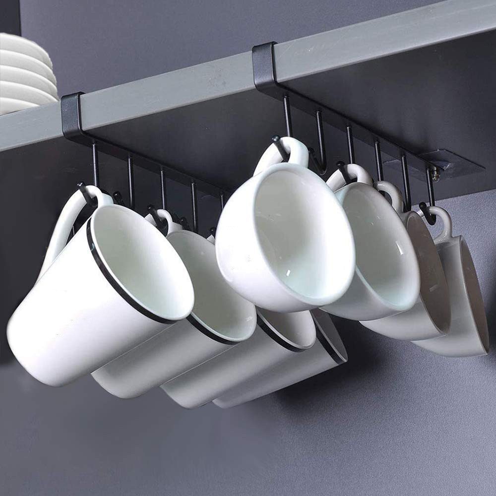 FOUORTUNATE-BEE Becherhalter 2 Stück Tassenhalter Hängehalter zum Einhängen unter Schrankregal, (Geeignet zum Aufhängen von Tassen, Küchenutensilien, Krawatten, Gürteln, Schals, Taschen und mehr, 2-St)