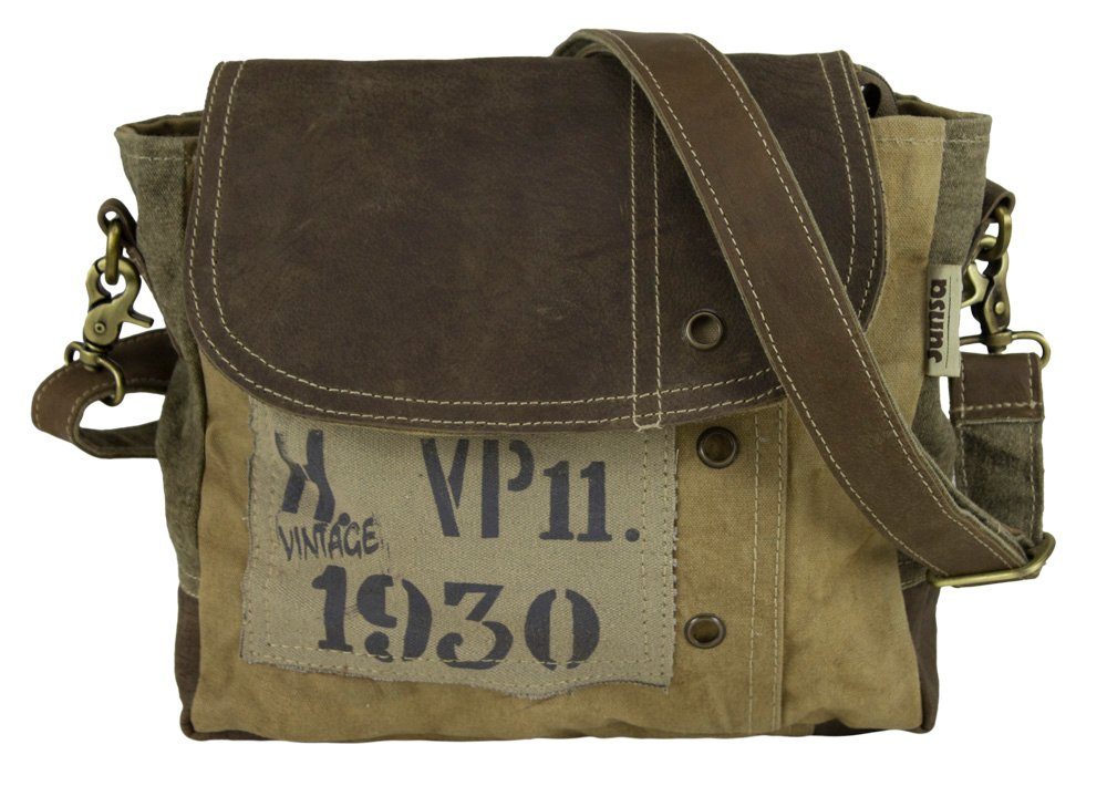 Sunsa Umhängetasche Canvas Vintage Schultertasche Tasche Messenger Tasche, Echt Leder, abnehmbarer Schulterriemen