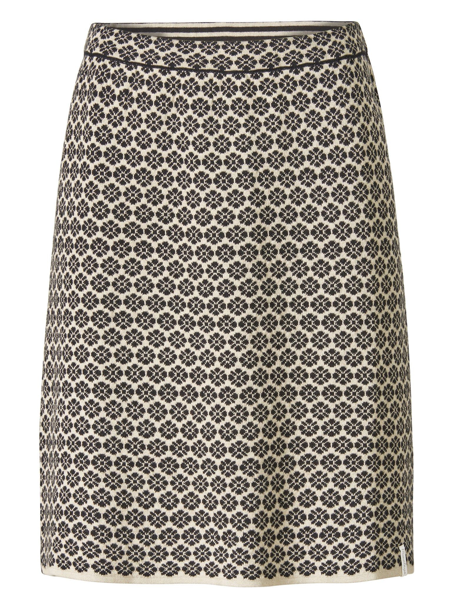Himalaya Clothing Strickrock Damen figurumspielend casual Rock GOTS Bio-Baumwolle Blütenjacquard Weiche Strickqualität mit elastischem Bund, knielang