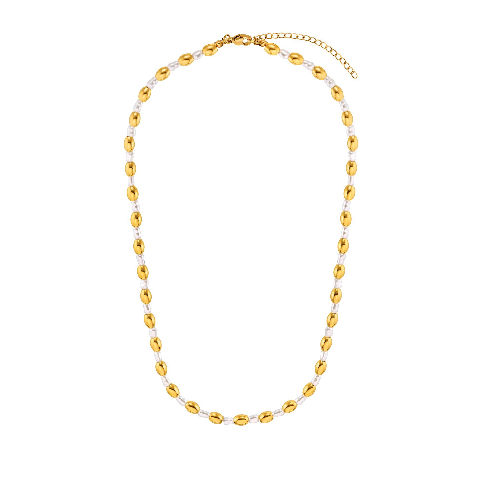 Heideman Collier Maya silberfarben poliert (inkl. Geschenkverpackung), Halskette mit ausgefallenen Perlen goldfarben