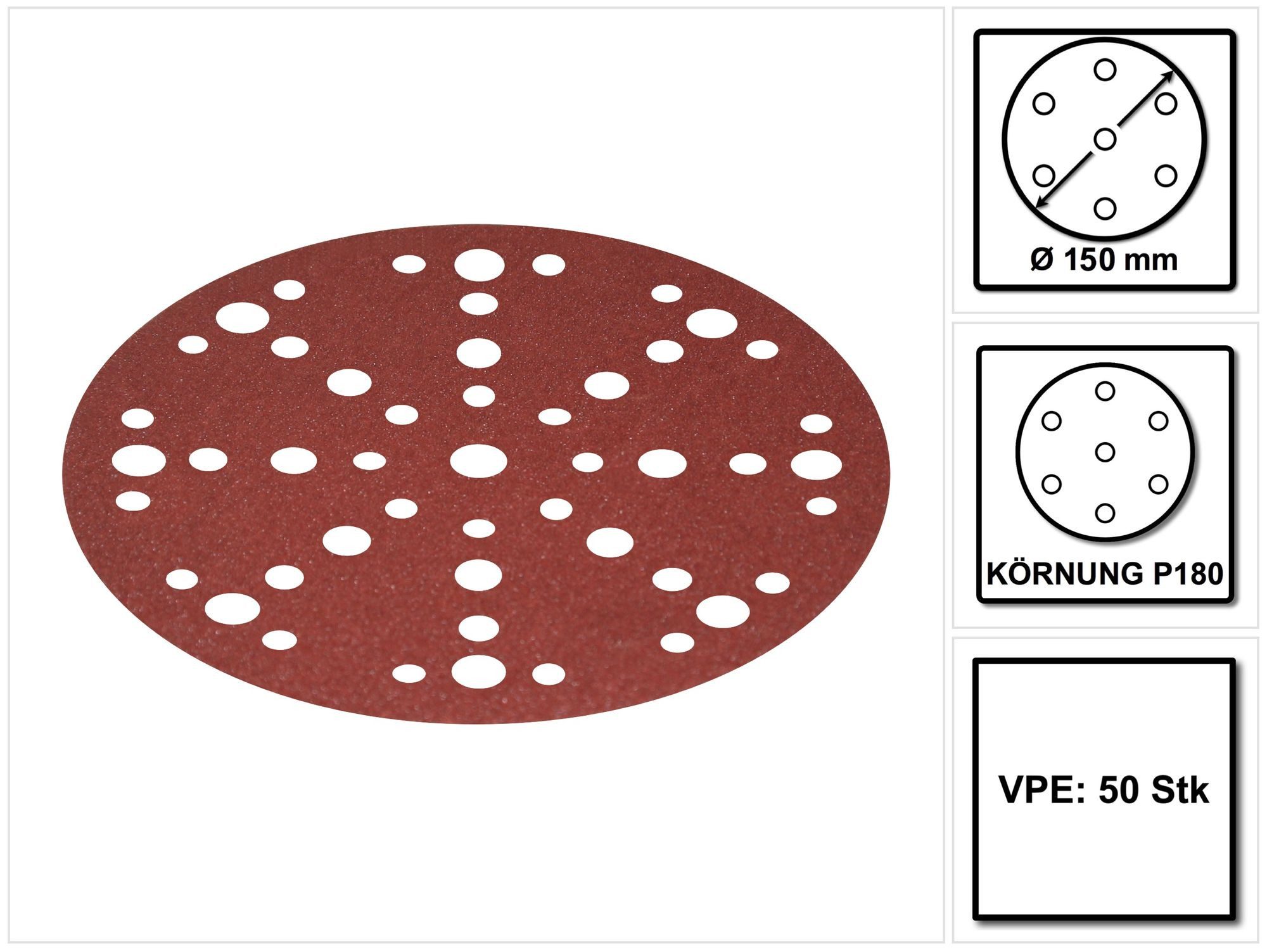 FESTOOL Schleifscheibe STF D150/48 Schleifscheiben Rubin 2 P180 150 mm 50 Stk. (575192) fü