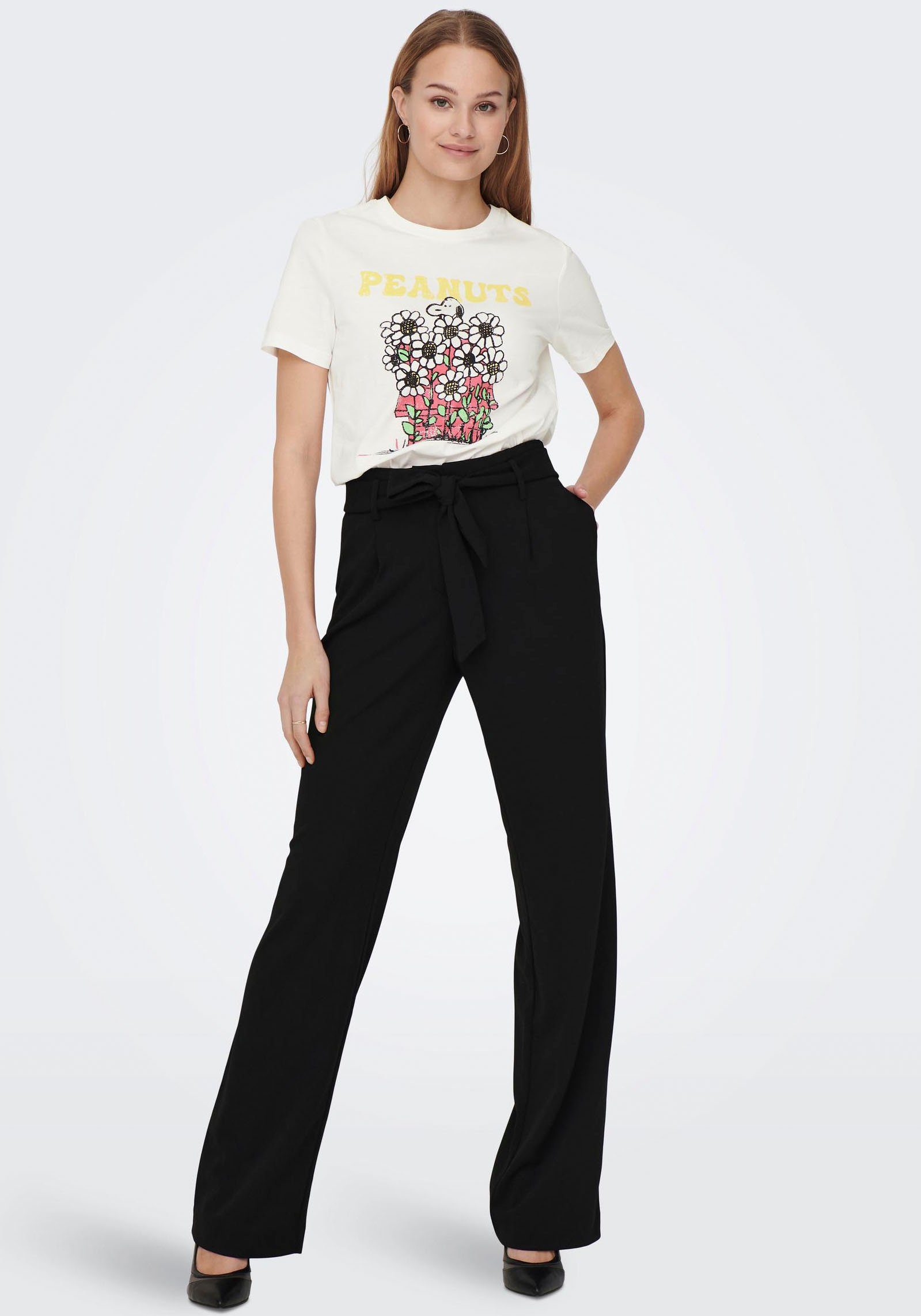 ONLY Kurzarmshirt ONLPEANUTS REG S/S unterschiedliche Snoopy Dancer Print:Sunflowers TOP BOX JRS Cloud FLOWER Prints