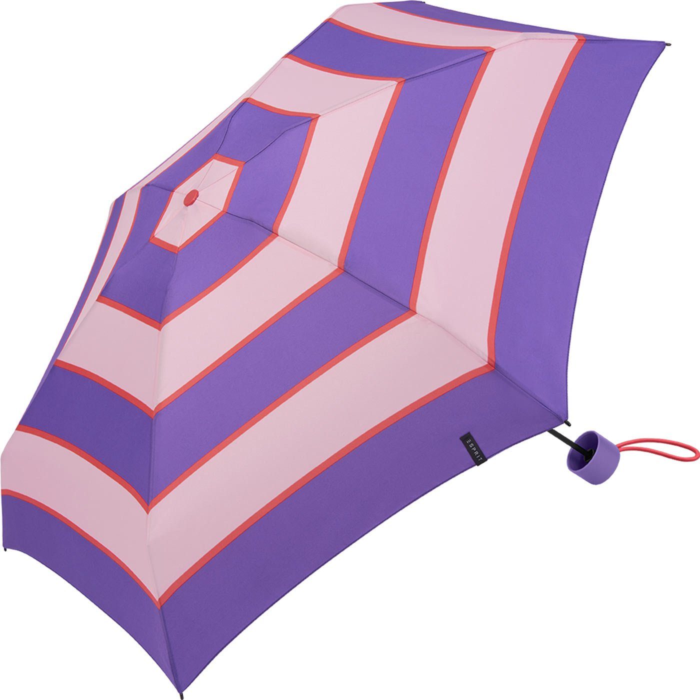 Regenschirm Mini mit lavender winzig lila-altrosa Streifen-Muster Stripe, Taschenregenschirm Petito - deep Collegiate Esprit klein,