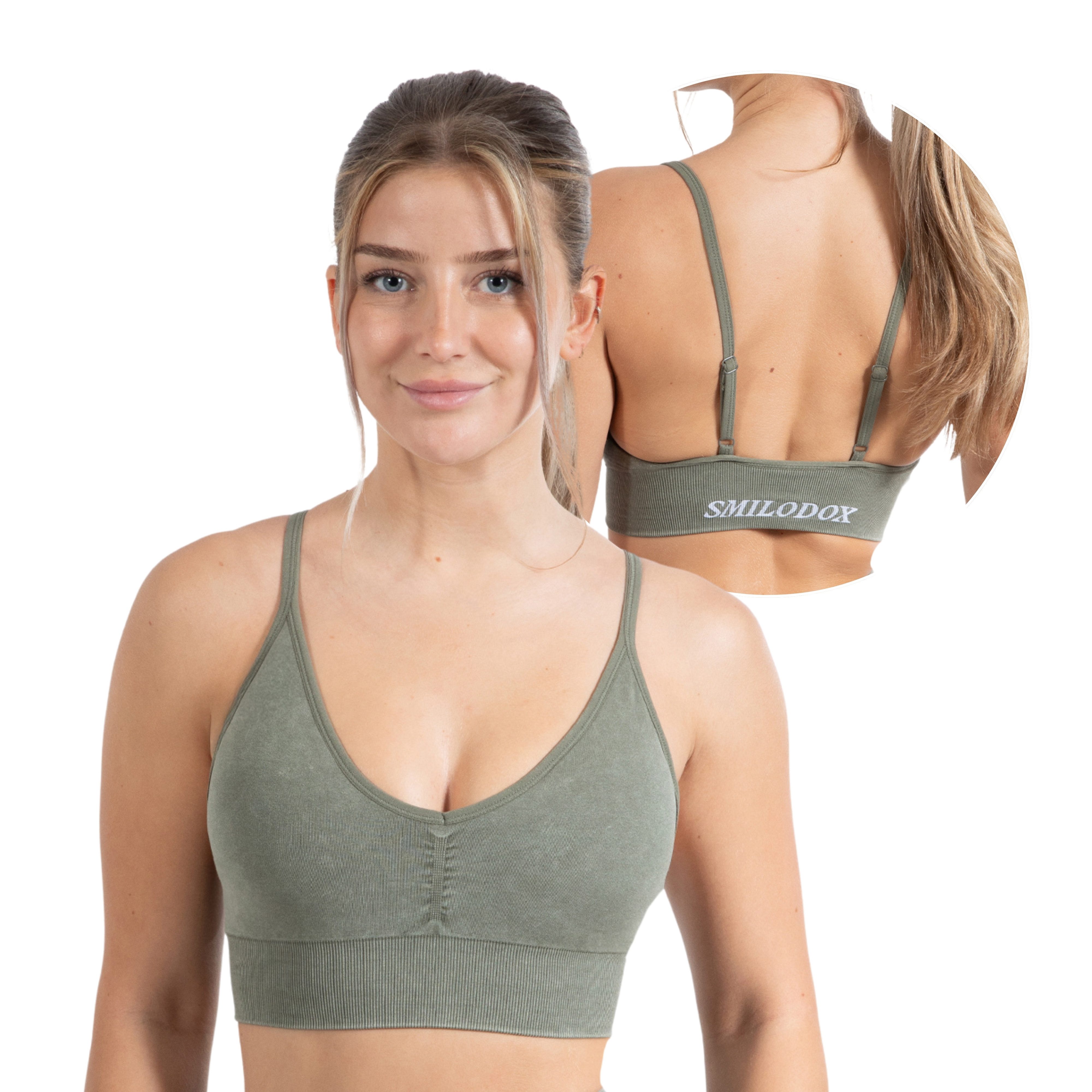 Smilodox Sport-BH Batik Acid Vera Scrunch, Seamless Push Up BH verstellbare Träger Crop Top Bra ohne Bügel Atmungsaktiv Herausnehmbare Cups Sport Yoga
