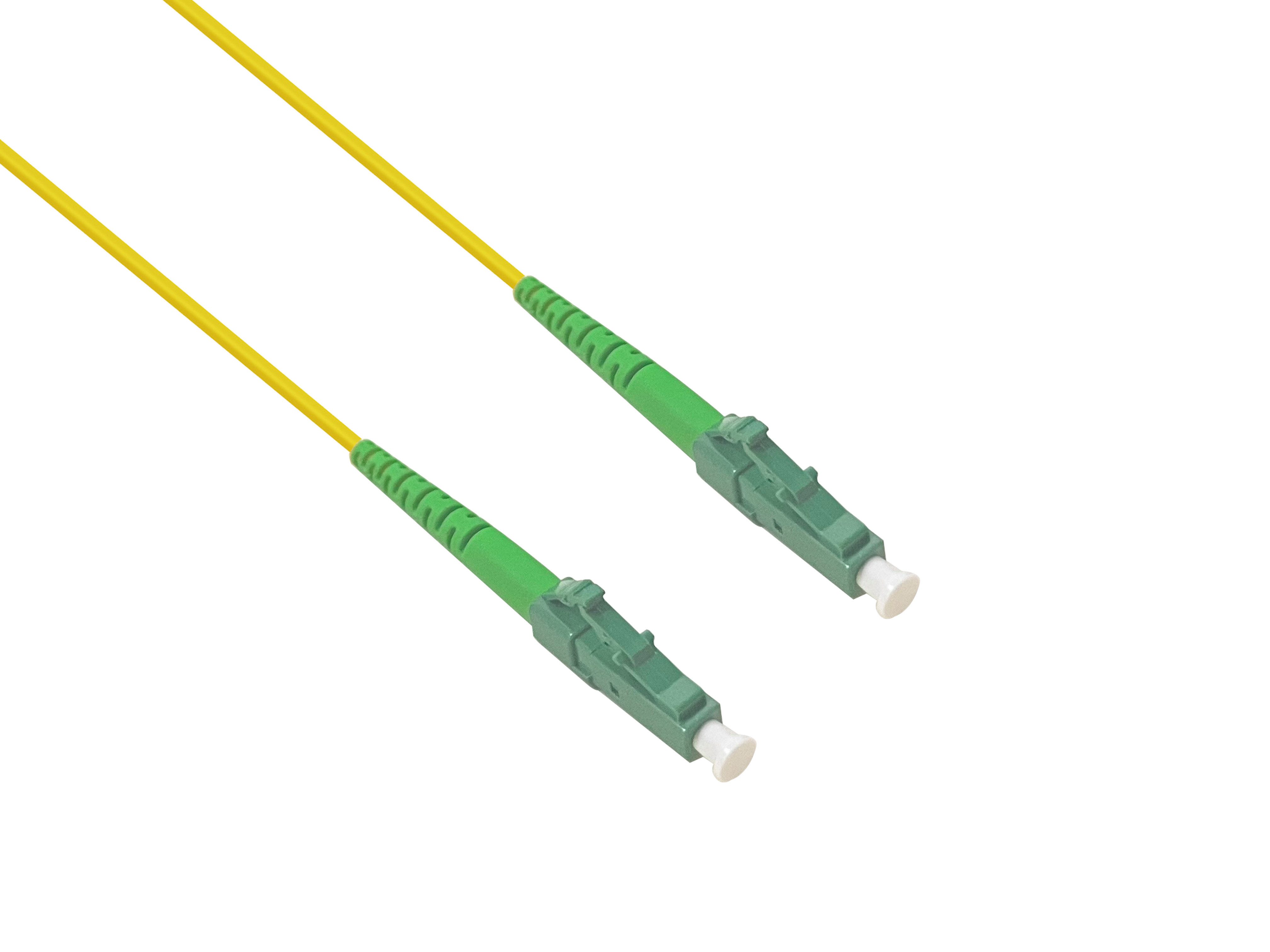 Helos Glasfaser Netzwerkkabel (LWL) OS2 Simplex LC/APC auf LC/APC Stecker Netzwerkkabel, (500 cm), Glasfaserkabel für Dose zu Router Telekom/Vodafone/O2, 9/125µm LSZH