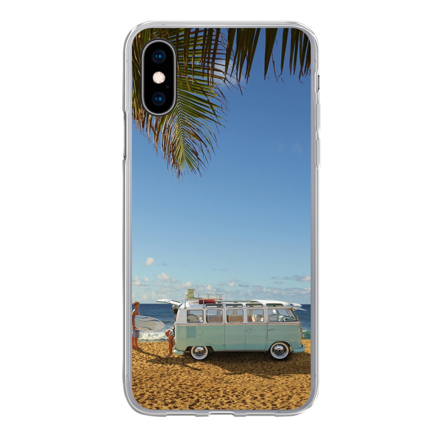 MuchoWow Handyhülle für Apple iPhone X Strand - Bus - Surfen, Smartphone-Bumper, Print, Handy Schutzhülle Dünn