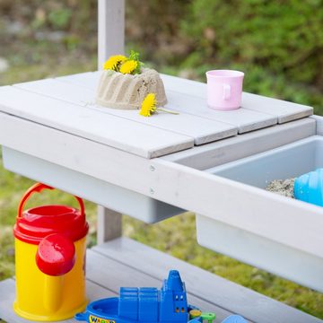 roba® Outdoor-Spielküche FUN Massivholz, Kinderküche mit abnehmbarer Abdeckung und Spielwanne