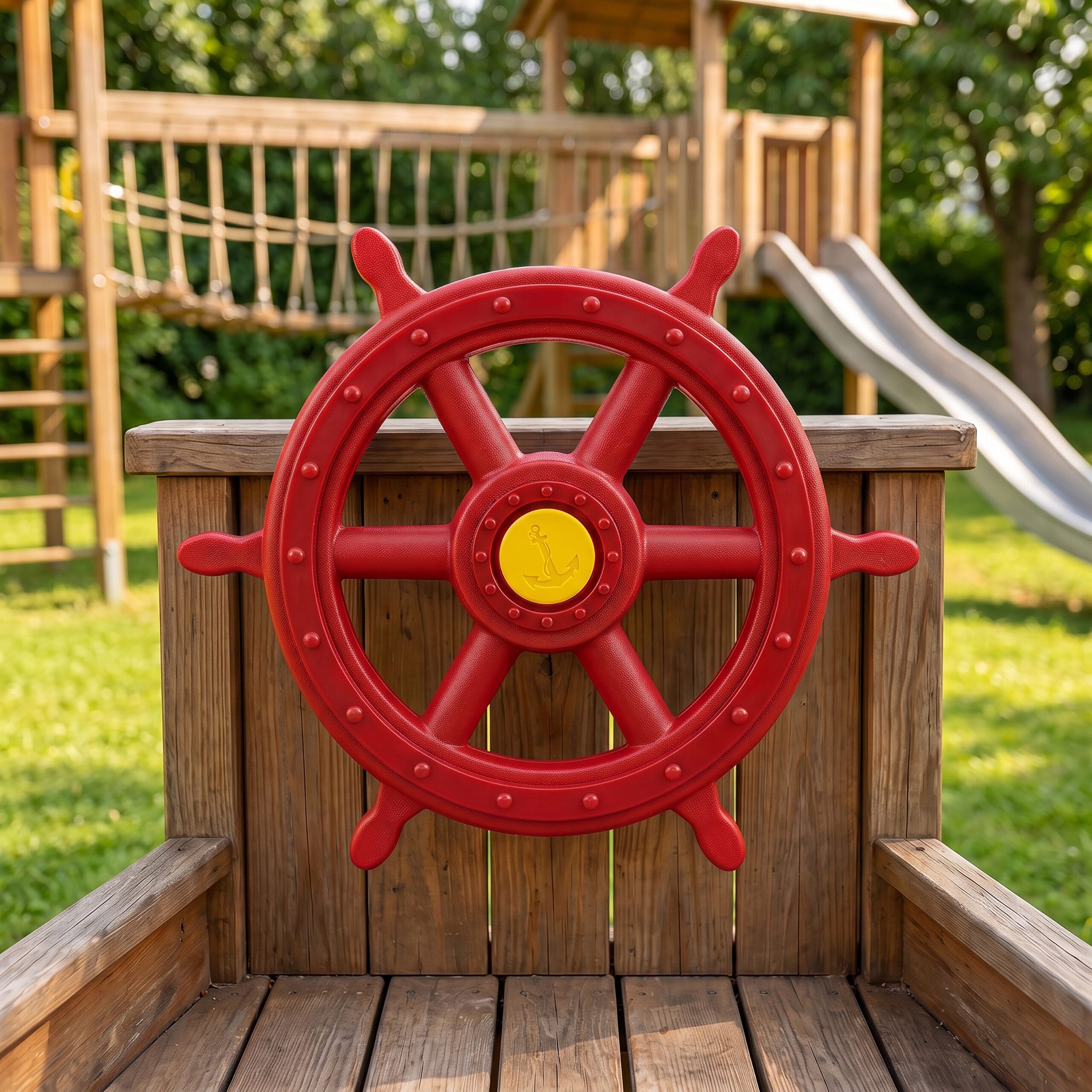 relaxdays Spielzeug-Steuerrad Steuerrad mit Drehgeräusch für Spielturm, rot