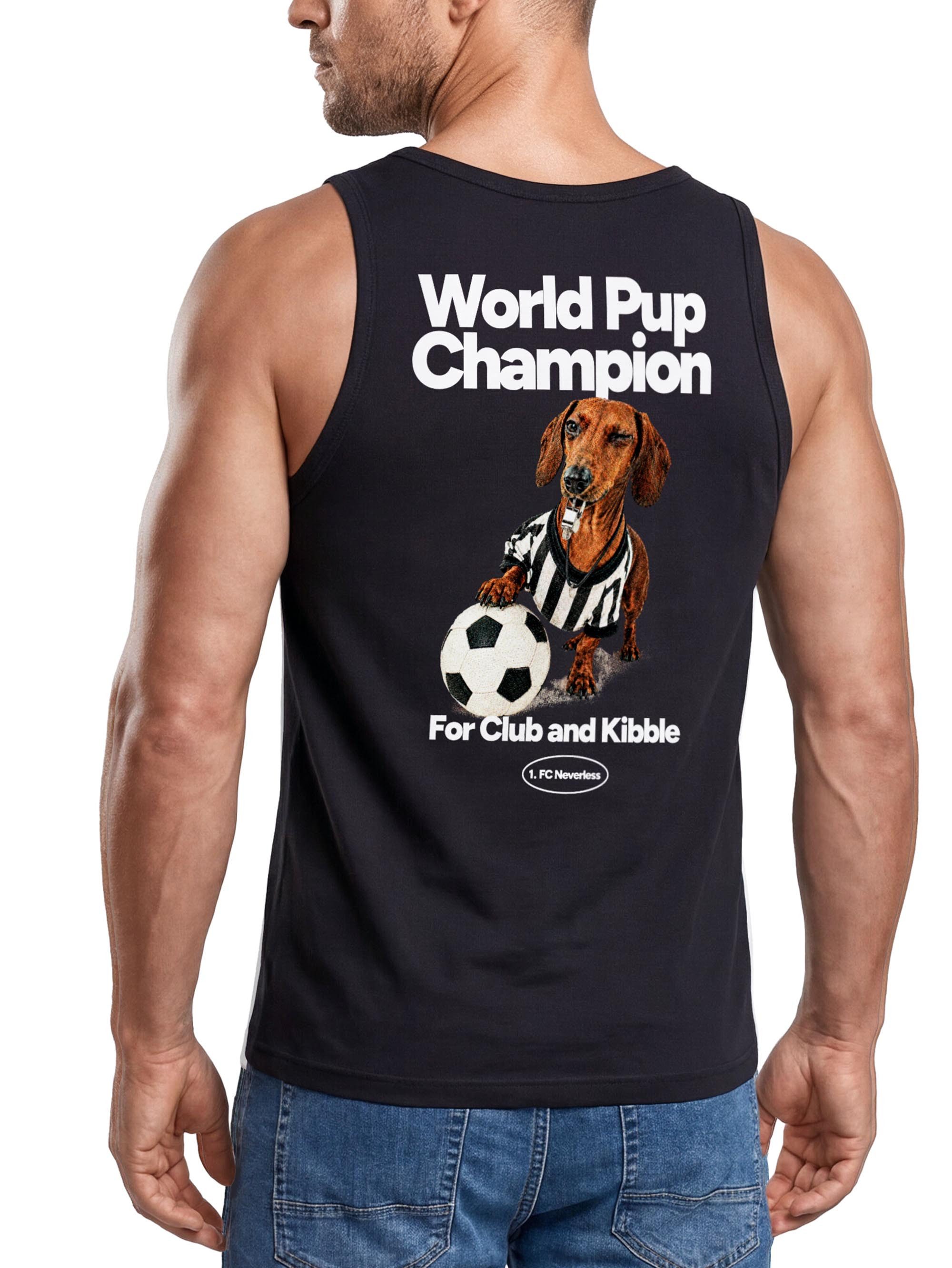 Neverless Tanktop Tanktop Herren mit Grafik-Print - Fussball Design Soccer Dackel - mit Print