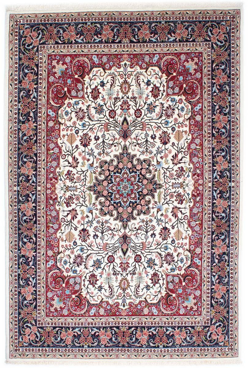 Orientteppich Isfahan Ilam Seidenkette 140x211 Handgeknüpfter Orientteppich, Nain Trading, rechteckig, Höhe: 5 mm