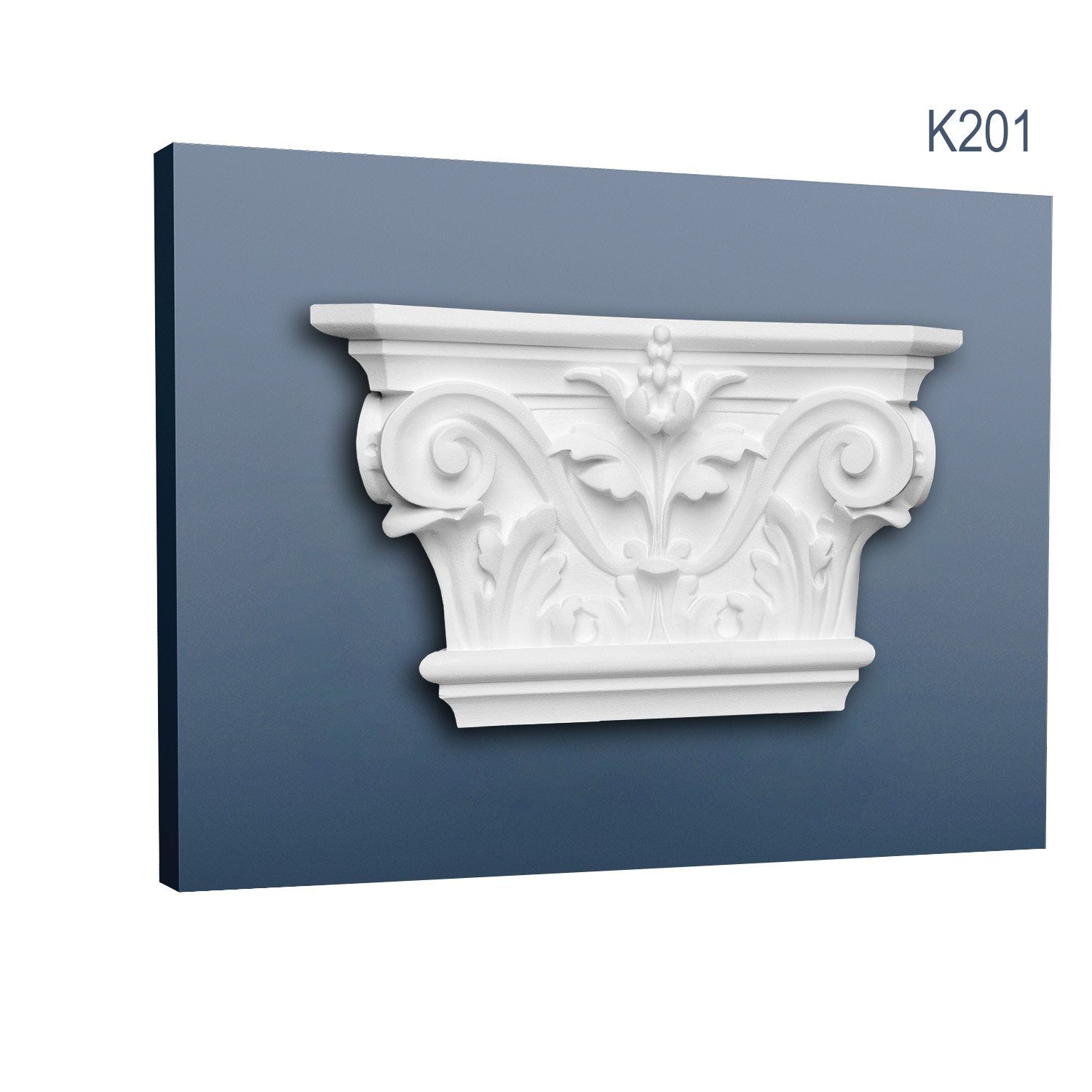 Orac Decor Wanddekoobjekt K201 Stuck Pilaster Kapitell Wand-Dekor-Element Stuckgesims (Pilaster Kapitell, 1 St., Pilaster, Zierelement, Wanddekor, Schmuckelement), weiß, vorgrundiert, Stil: Korinthisch