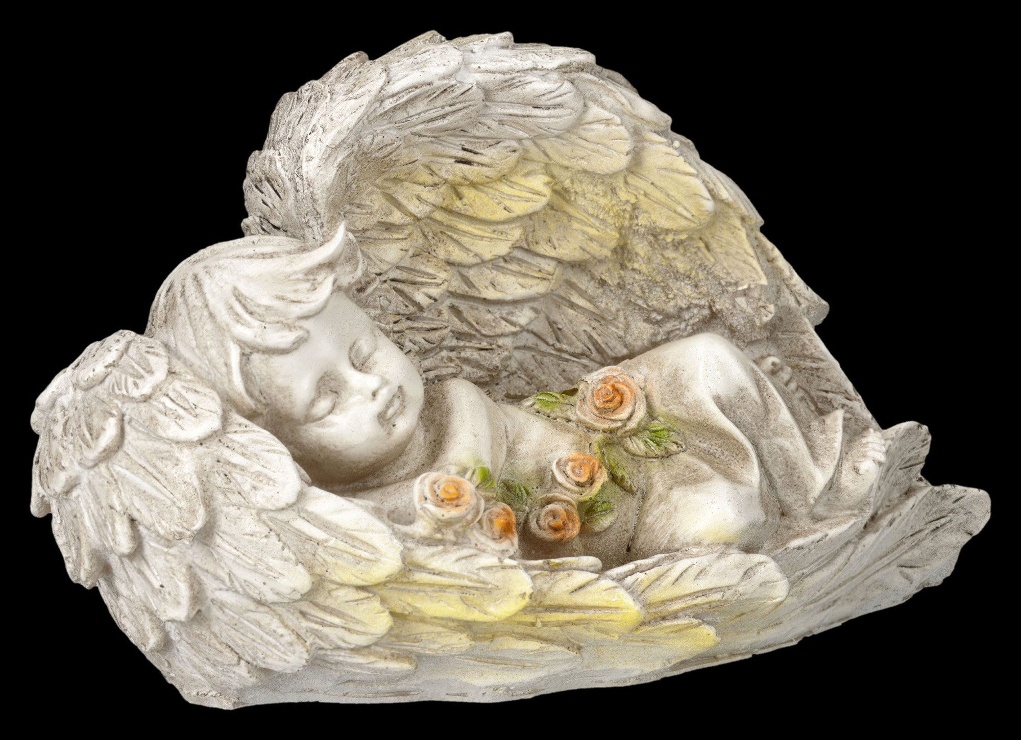 Figuren Shop GmbH Dekofigur Engel Figur – schlafender Grabengel Statue Gedenk Dekofigur 11.5 cm