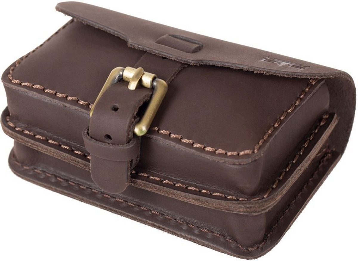 Mika Handtasche Schultertasche Sattelleder 15x5x11cm dunkelbraun