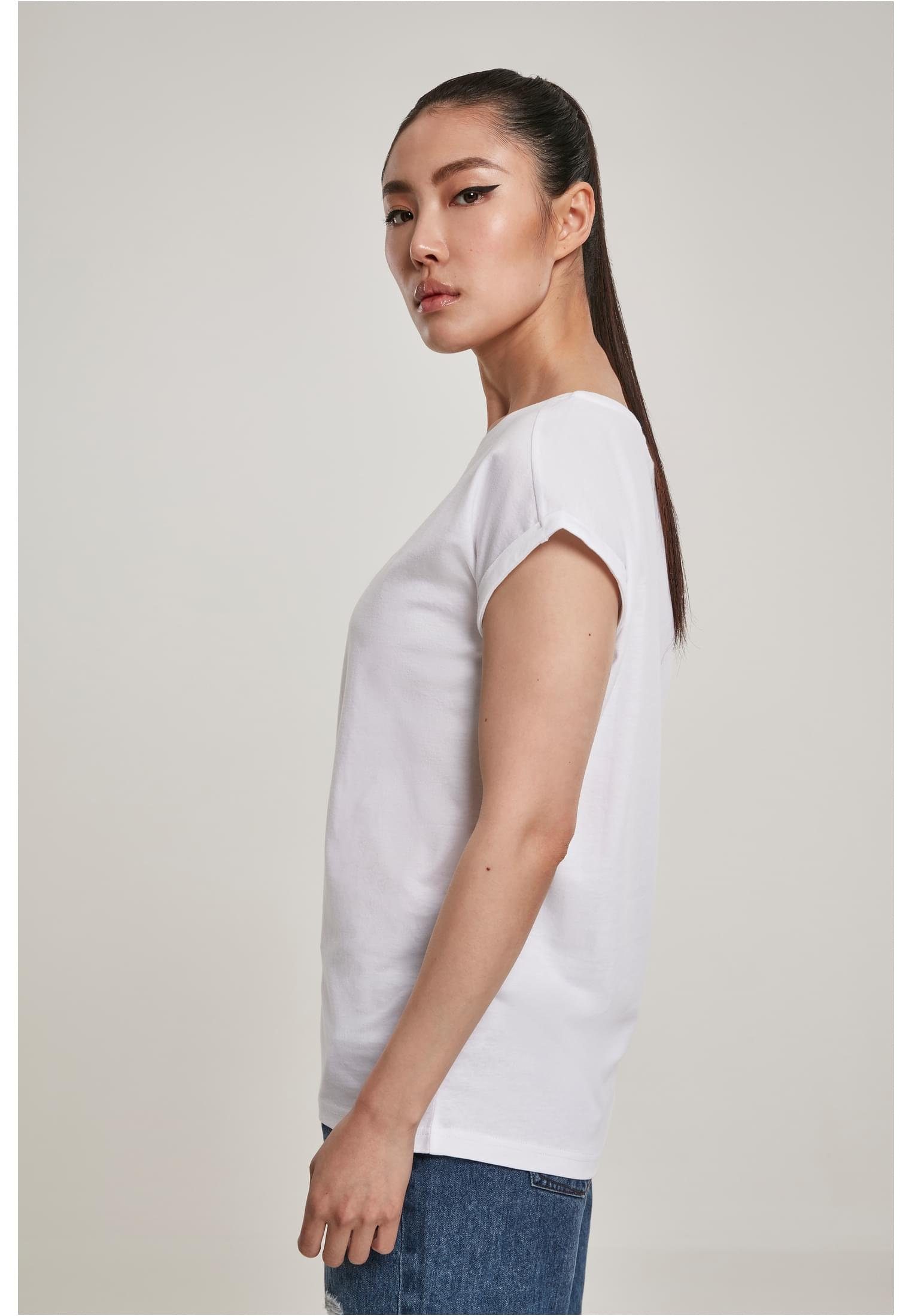 URBAN CLASSICS Extended Ladies Organic (1-tlg) Kurzarmshirt white Tee Shoulder Damen