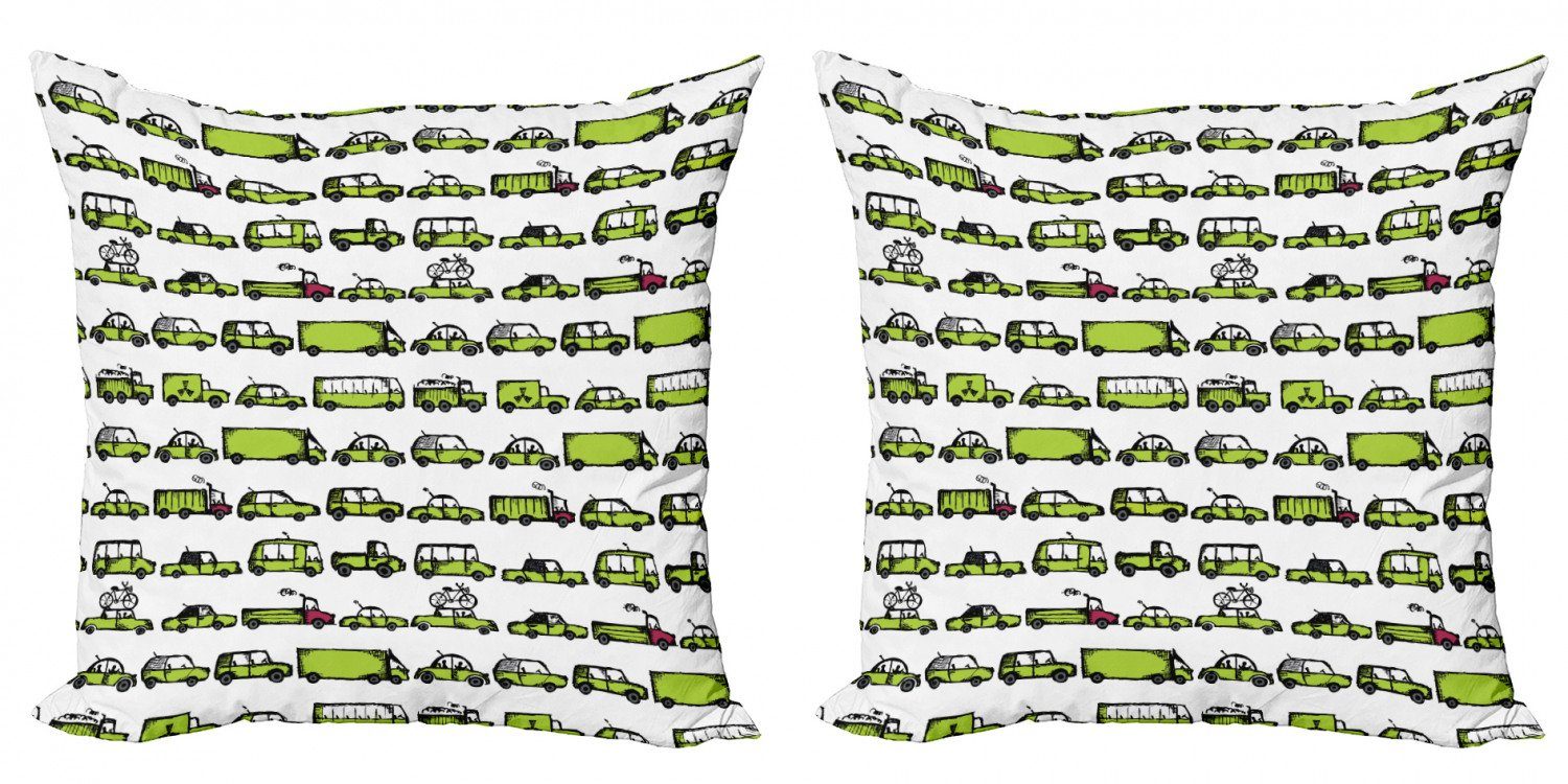 Kissenbezüge Modern Accent Doppelseitiger Digitaldruck, Abakuhaus (2 Stück), Autos Sedans Bus Thema Reisen