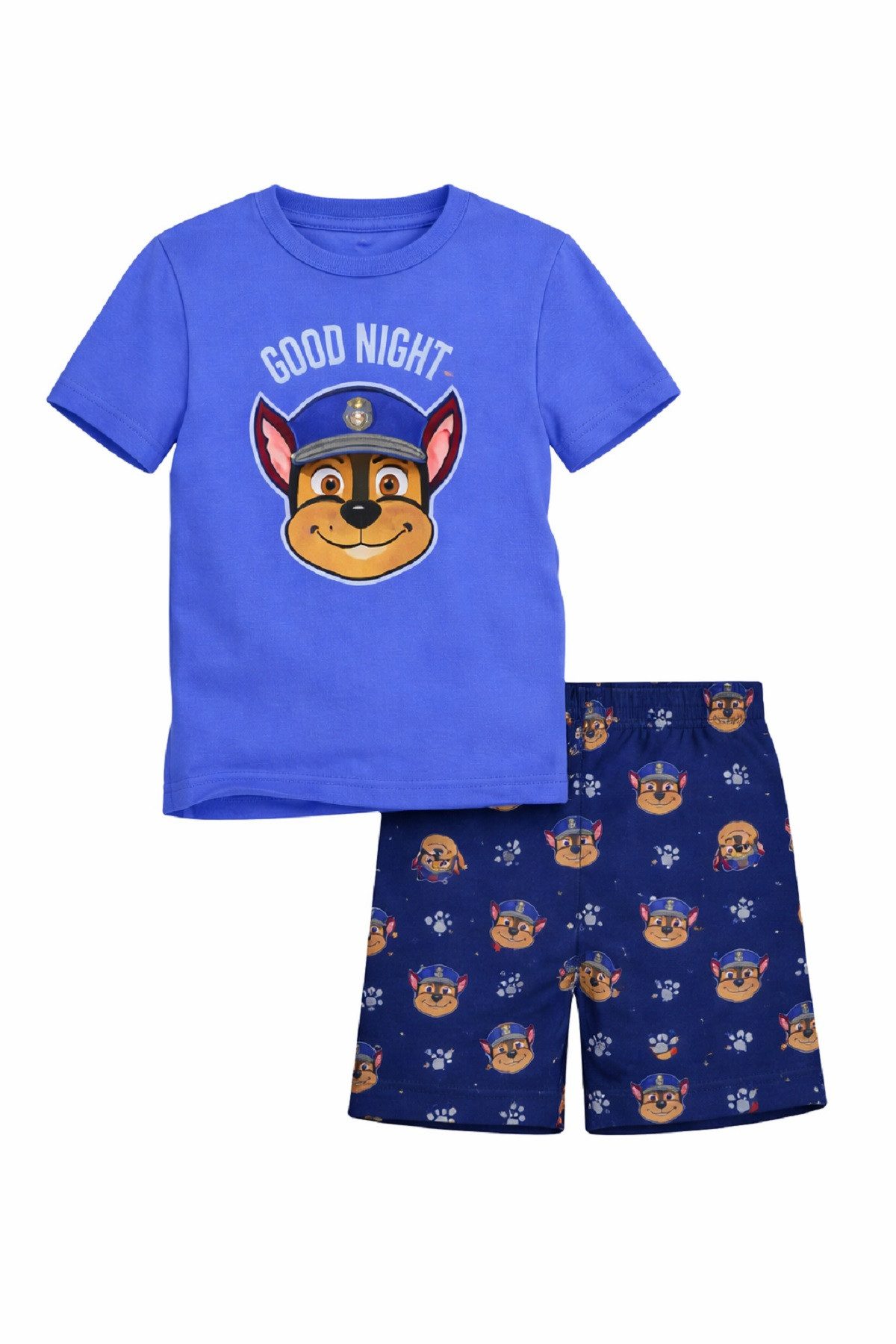 PAW PATROL Pyjama Kinder Sommerpyjama Shorty Schlafanzug Blau Baumwolle (Set, 2 Stück)