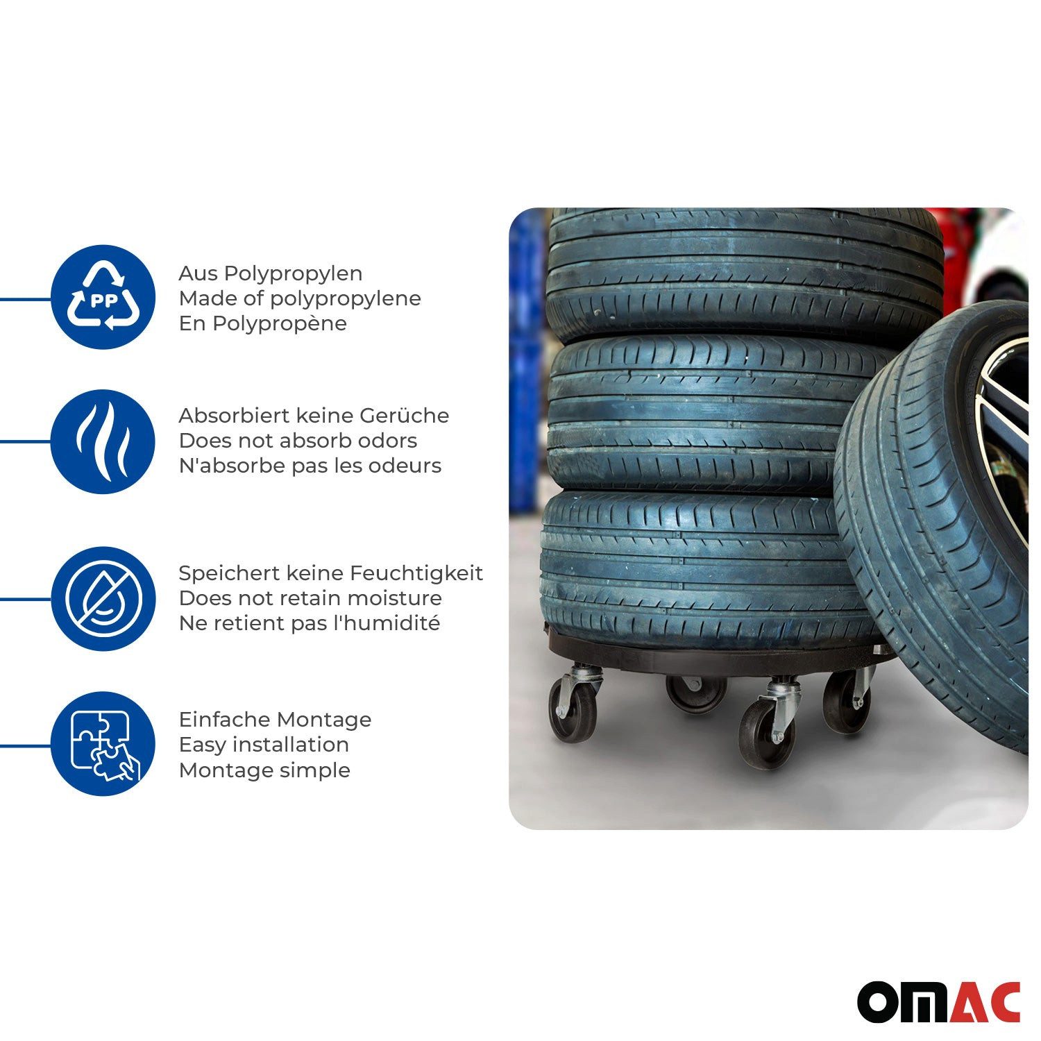 OMAC Möbelrolle Pflanzenroller Rollbrett Transportroller 275 kg Reifenträge günstig online kaufen