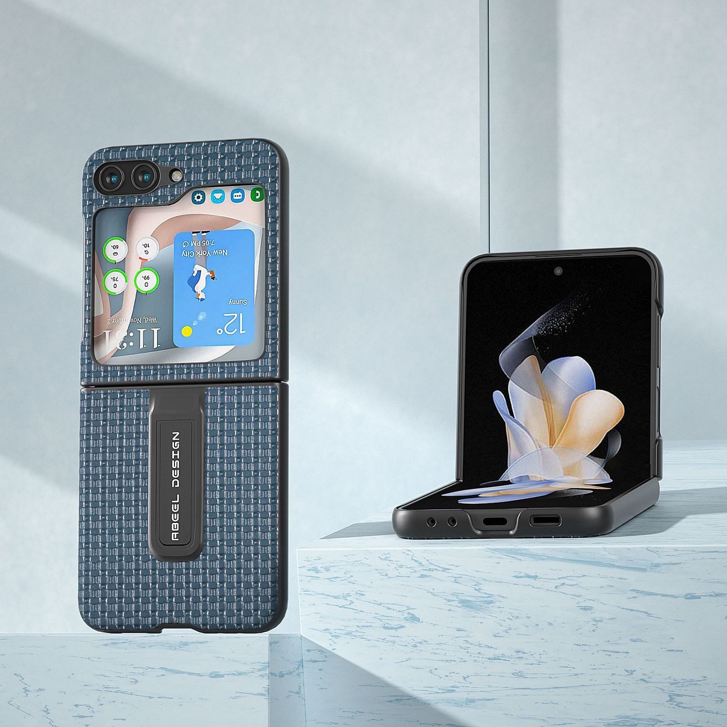 Wigento Handyhülle Für Samsung Galaxy Z Flip5 5G Echt Leder Handy Tasche Hülle Cover Etui