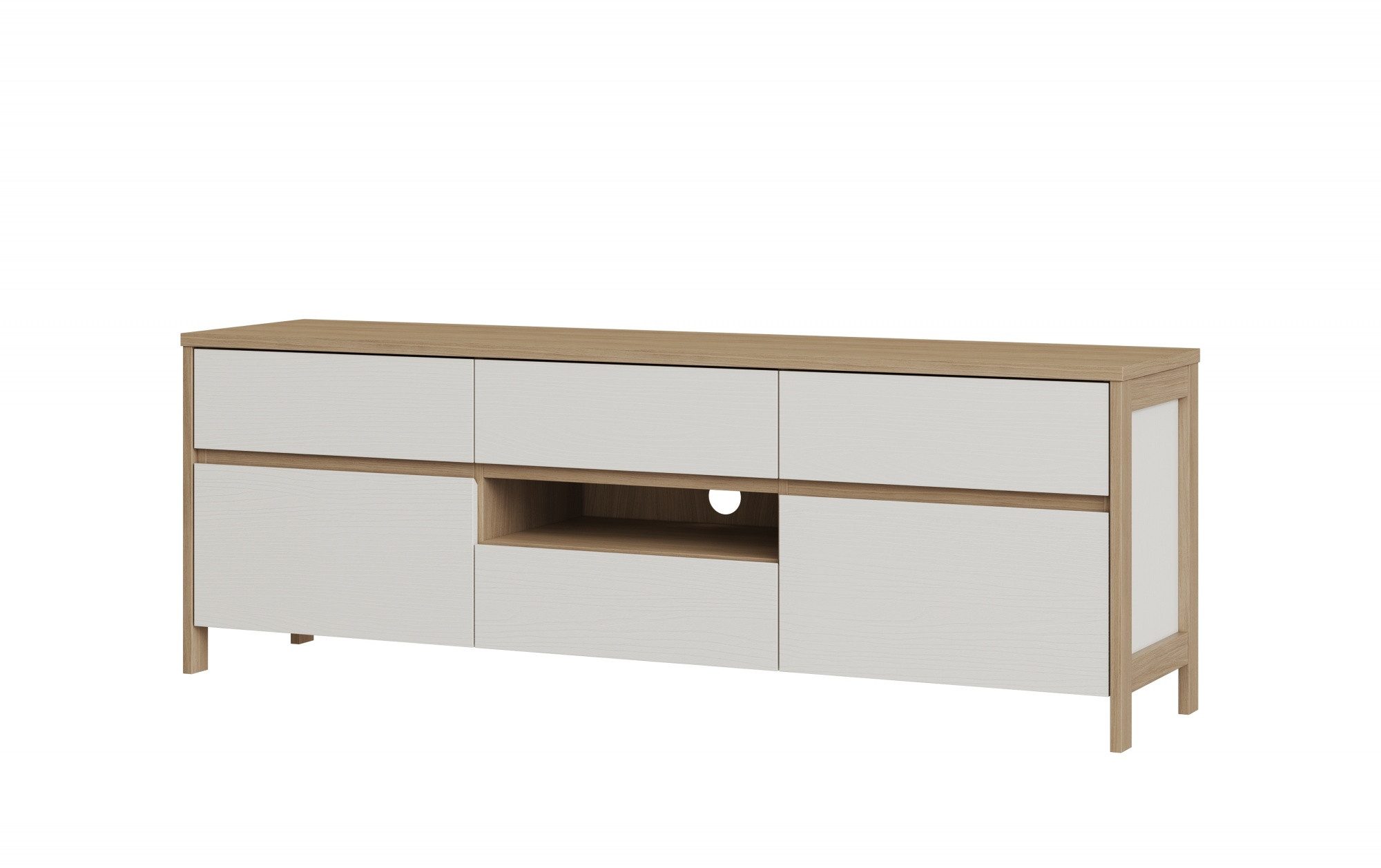 Beauty.Scouts Lowboard "Stranda" Weiß Skandi Eiche Dekor, 164x58x39